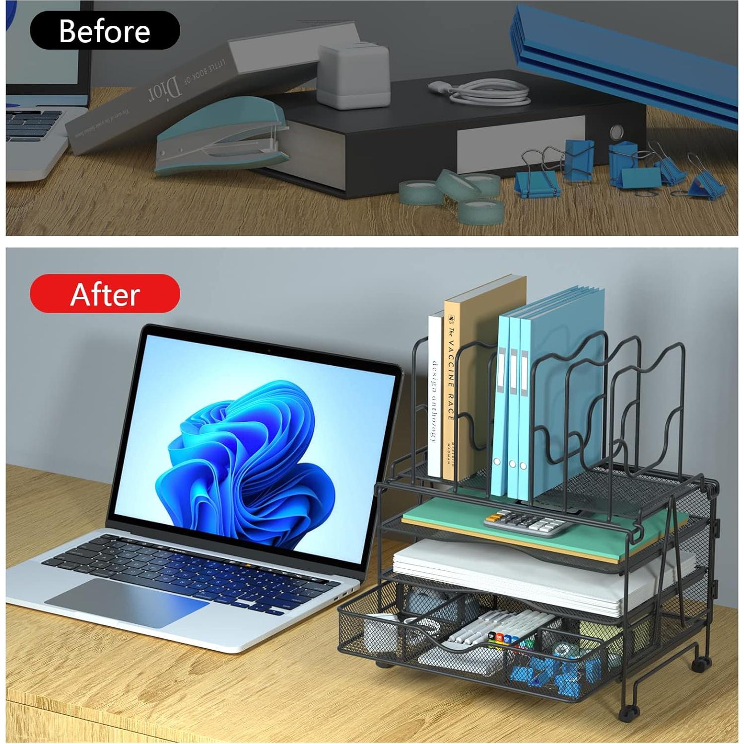 Organizador de Escritorio BOHDK 3 Niveles Metal Negro