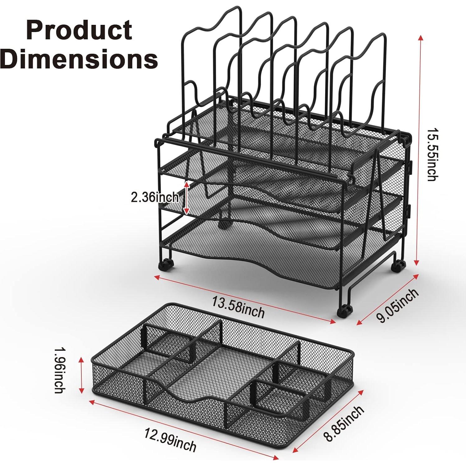 Organizador de Escritorio BOHDK 3 Niveles Metal Negro