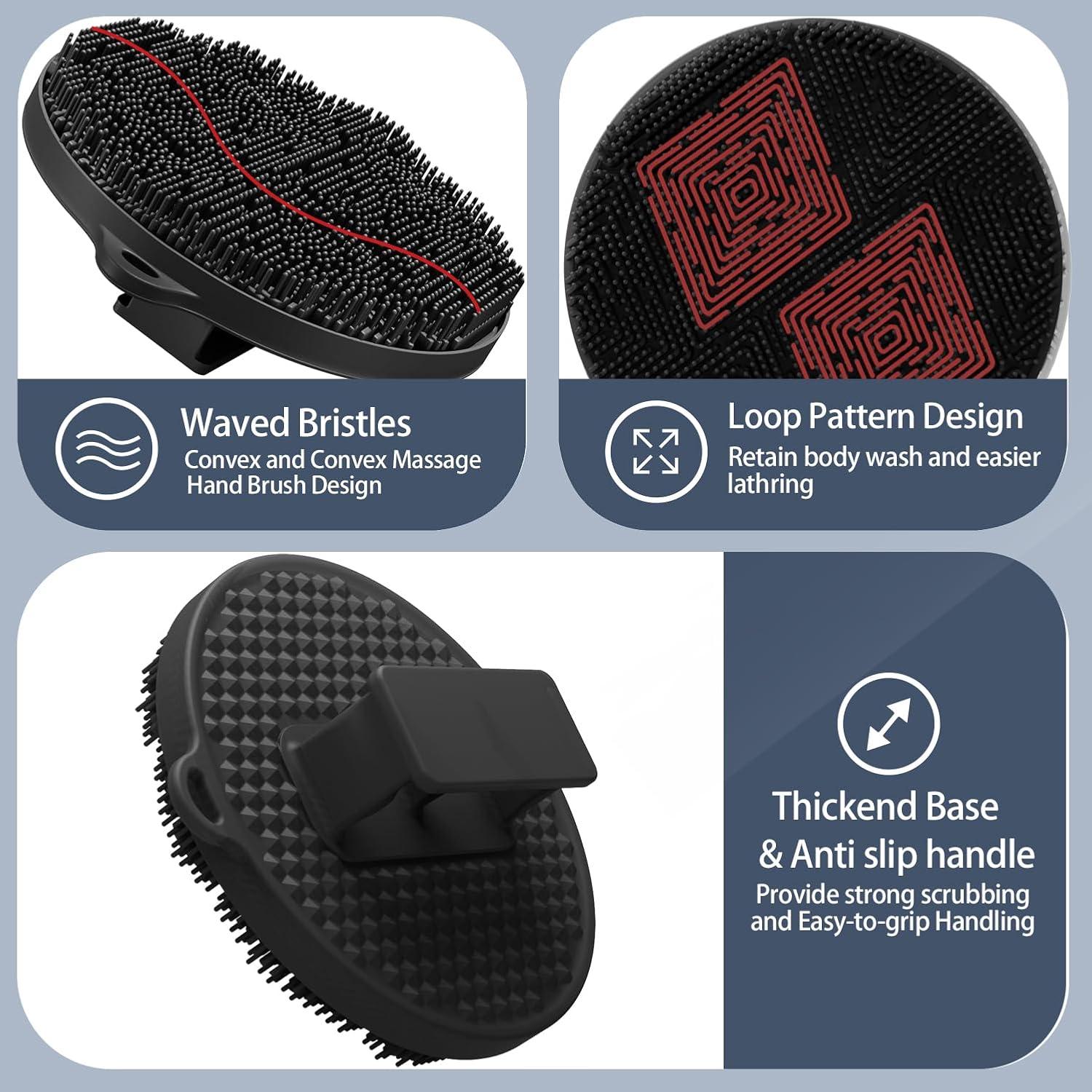 Esfregador de Cuerpo de Silicona Tmeng - Cepillo de Ducha Negro