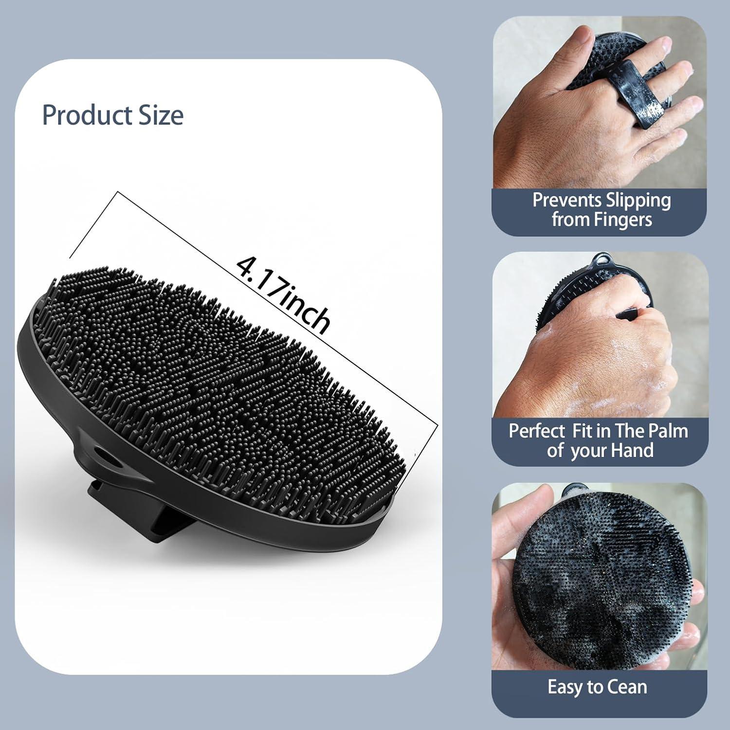 Esfregador de Cuerpo de Silicona Tmeng - Cepillo de Ducha Negro