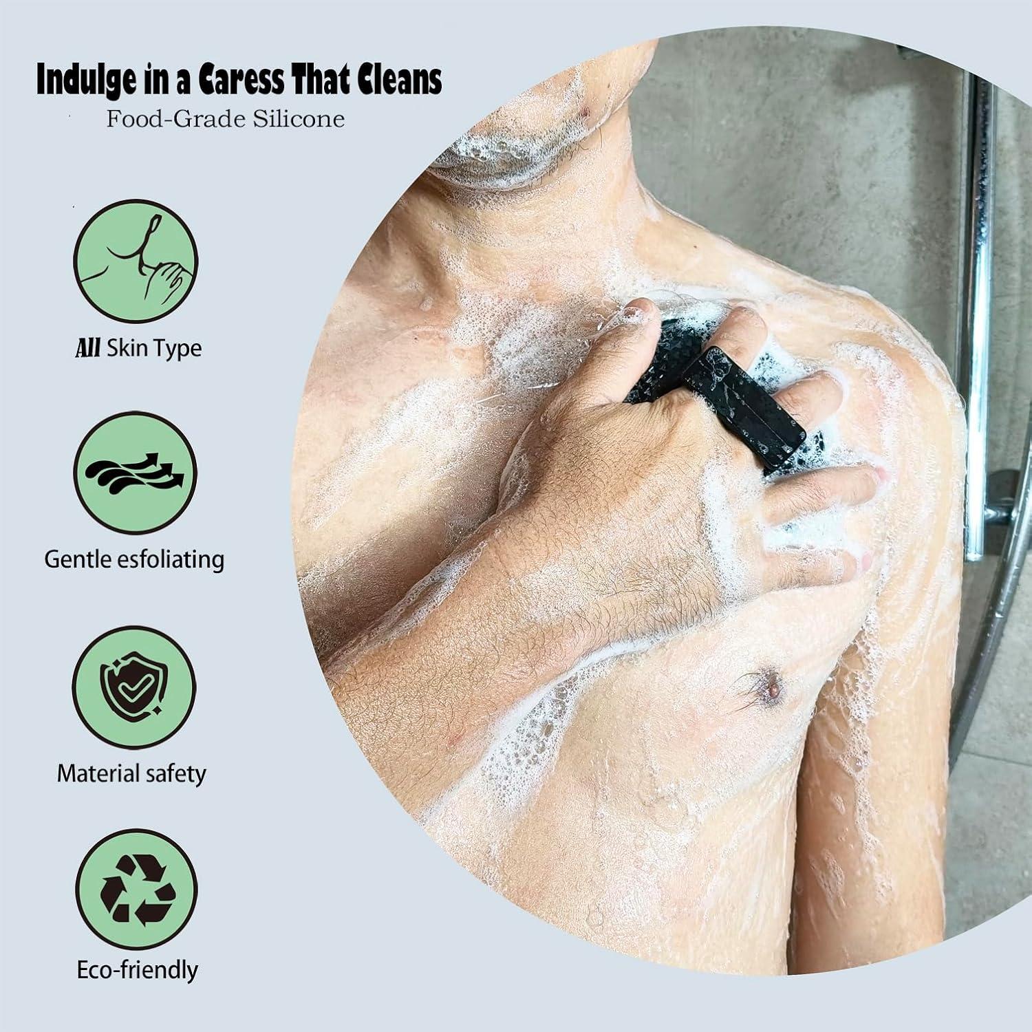 Esfregador de Cuerpo de Silicona Tmeng - Cepillo de Ducha Negro