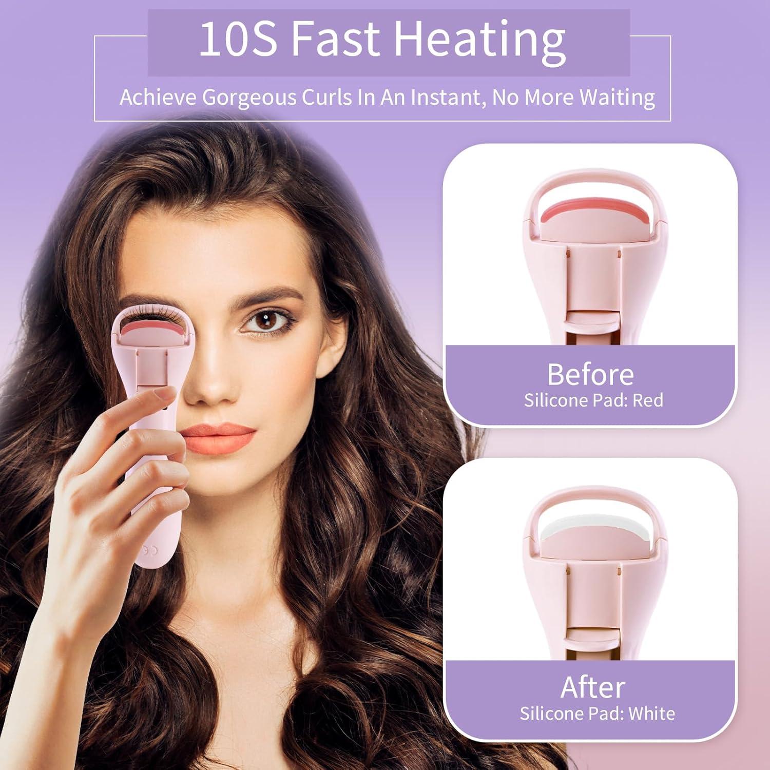 Rizador de Pestañas Eléctrico Acavado Rosa 3 Temperaturas