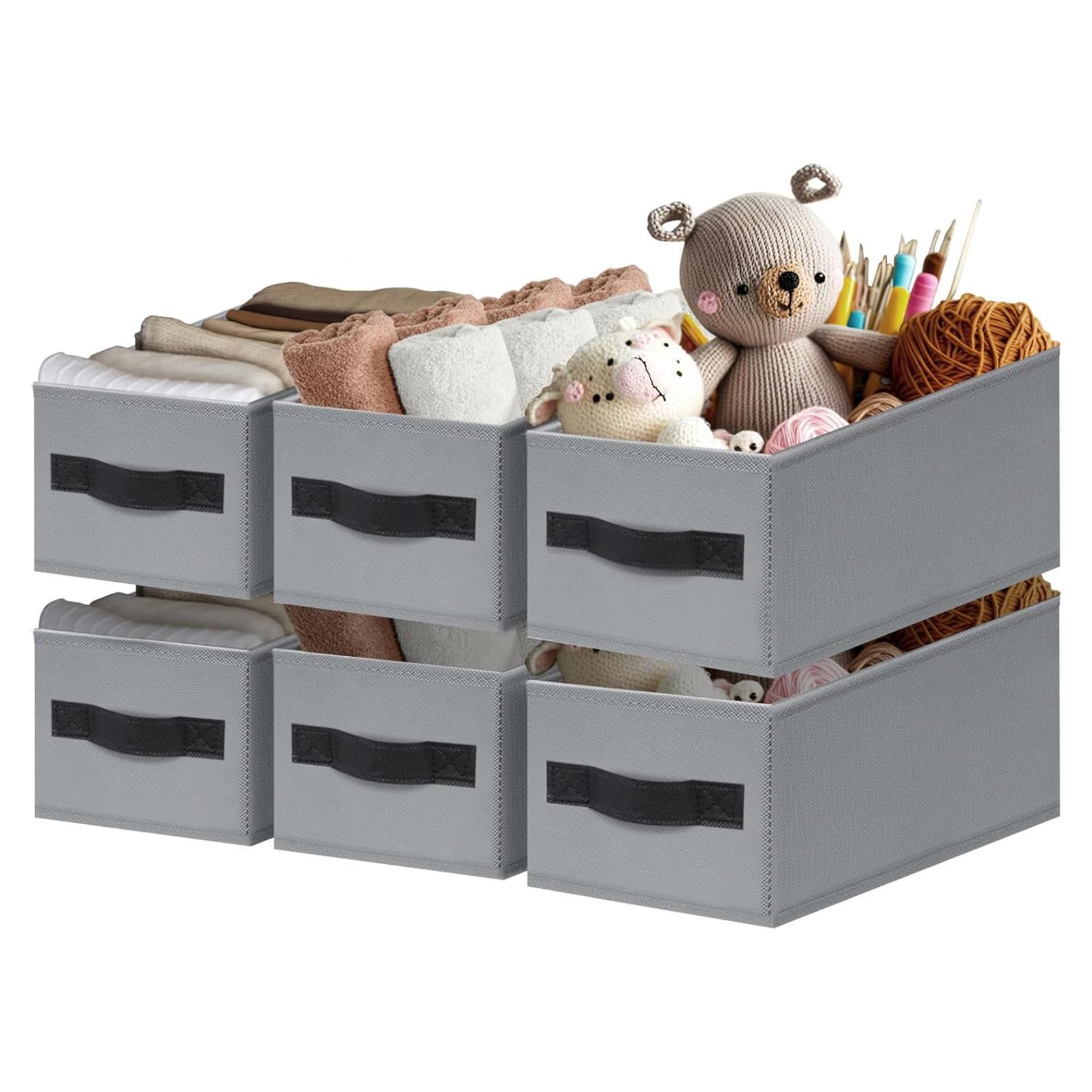 Cestas de Almacenamiento Criusia 6 Paquete 28x13 cm Gris