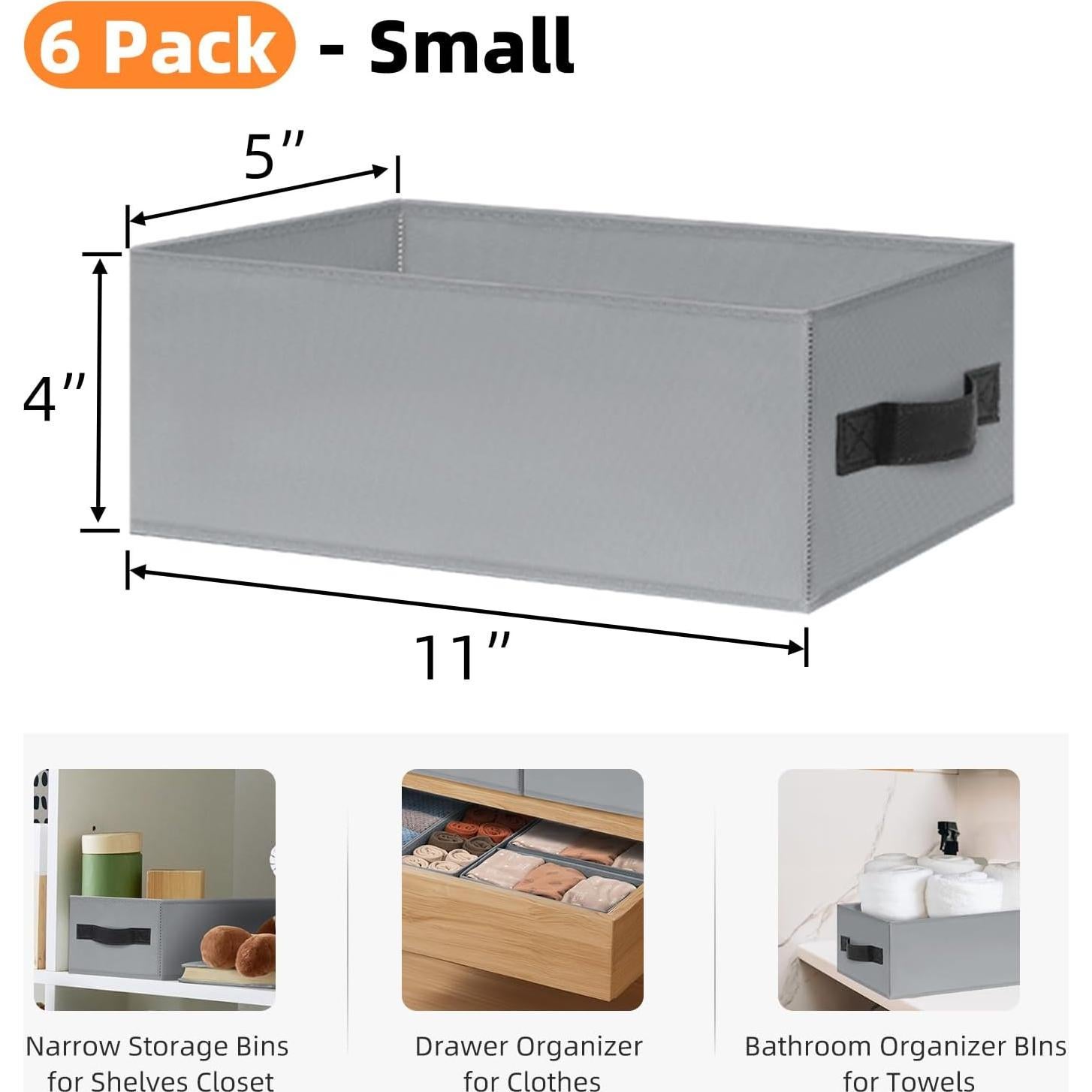 Cestas de Almacenamiento Criusia 6 Paquete 28x13 cm Gris