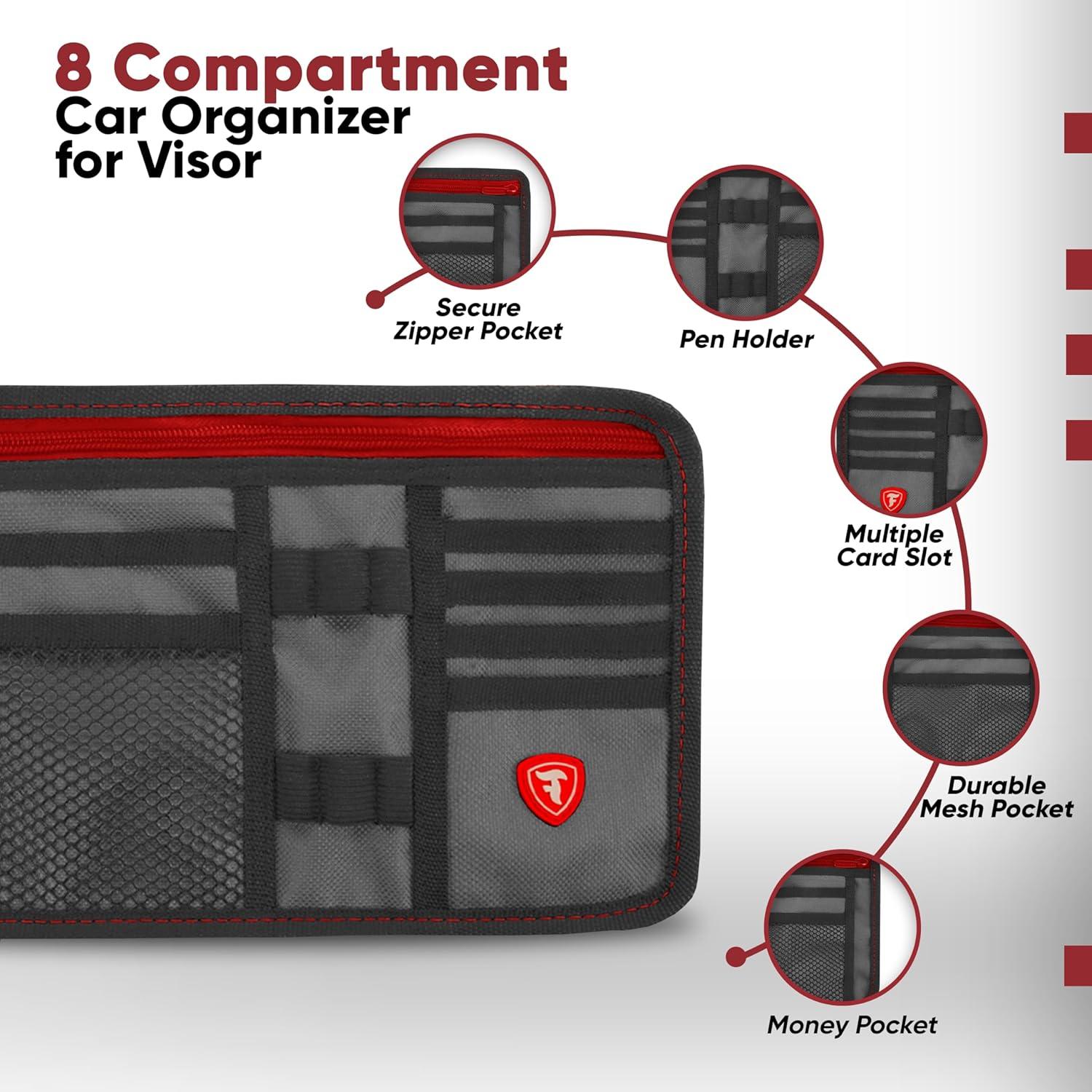 Organizador de Visera de Coche Firestone 2 Paquetes 8 Compartimentos
