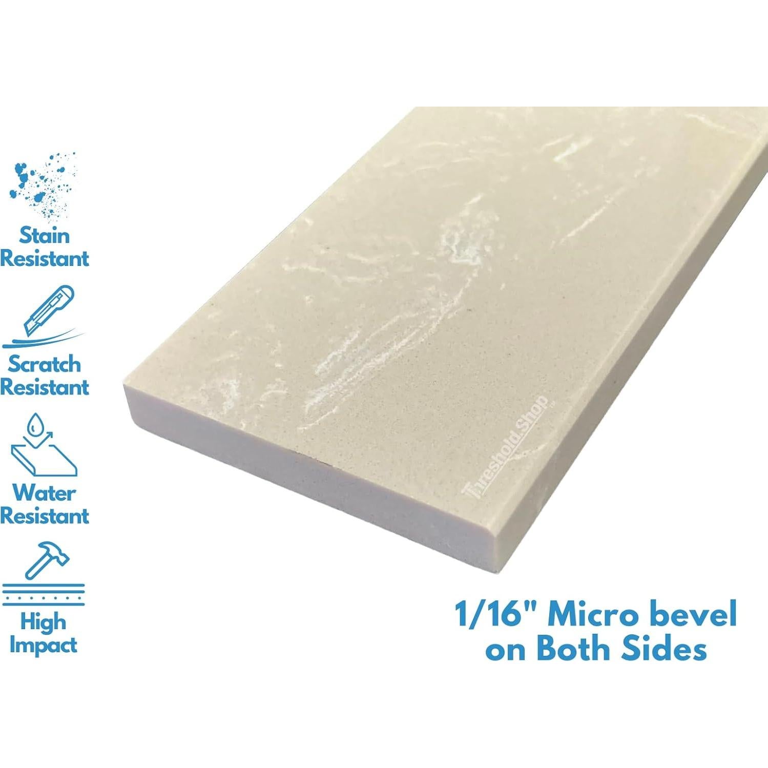 Umbral de Ducha de Mármol Ingenierizado Beige 152.4x7.62 cm