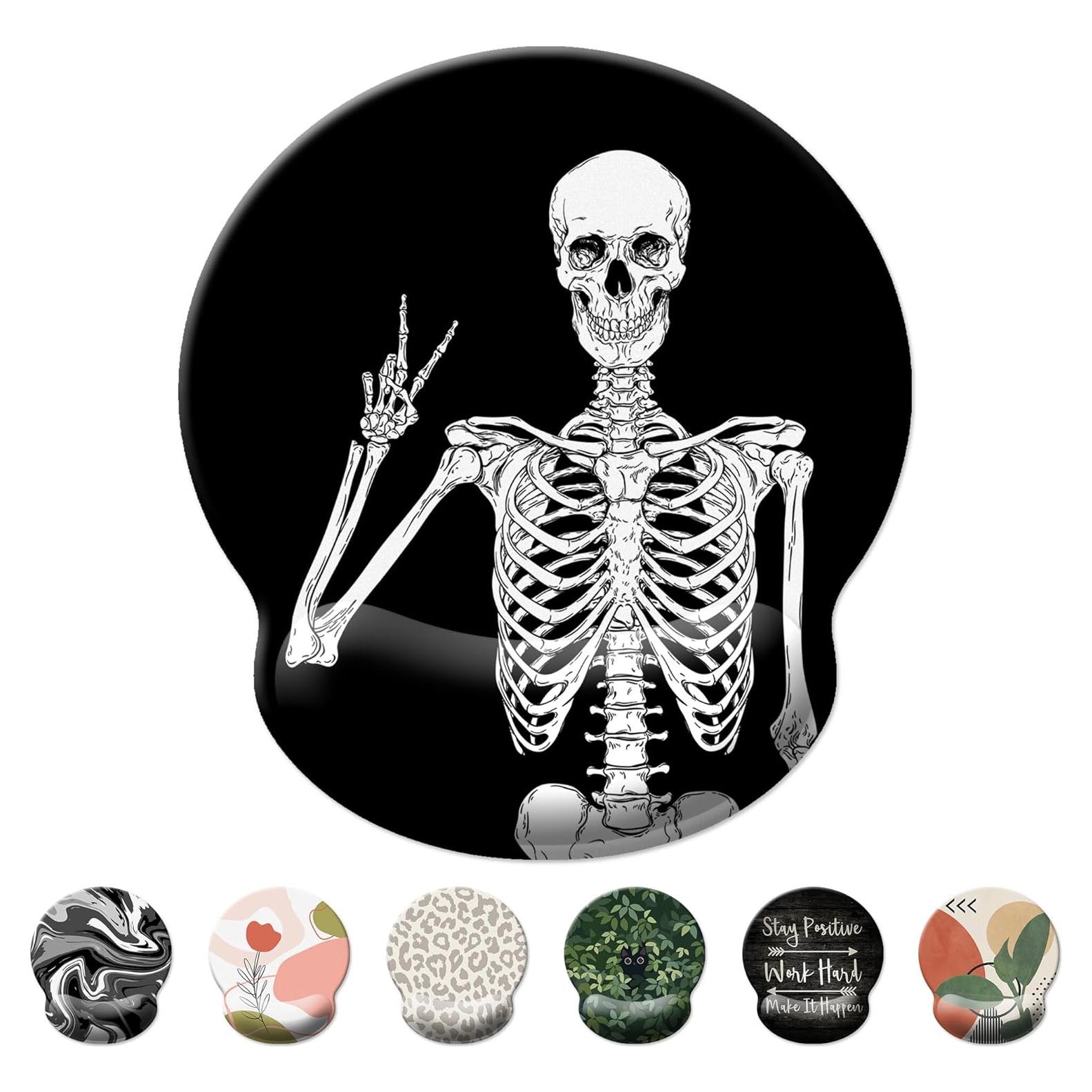 Alfombrilla de Ratón Ergonómica XSYXSN con Reposamuñecas Cráneo Negro