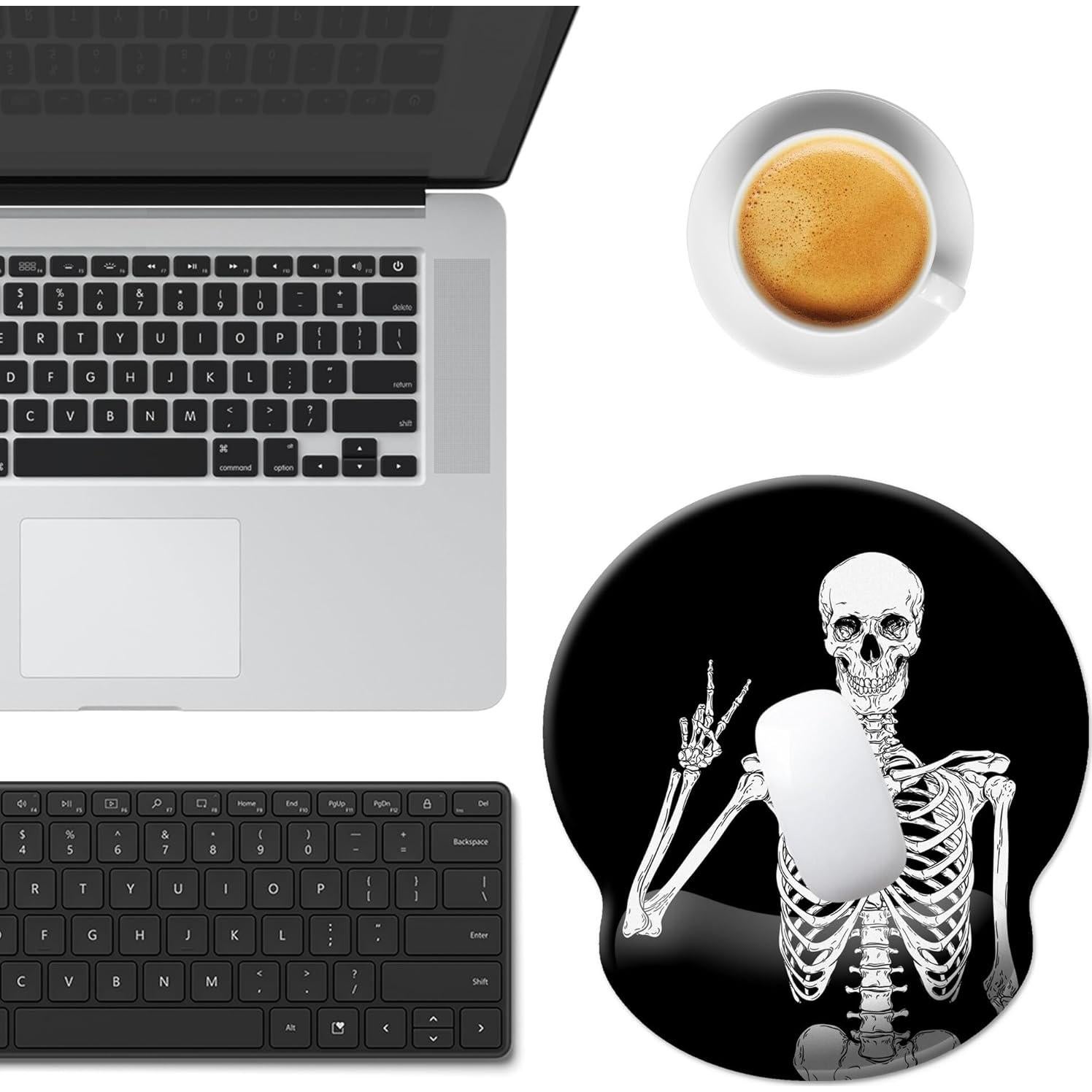 Alfombrilla de Ratón Ergonómica XSYXSN con Reposamuñecas Cráneo Negro