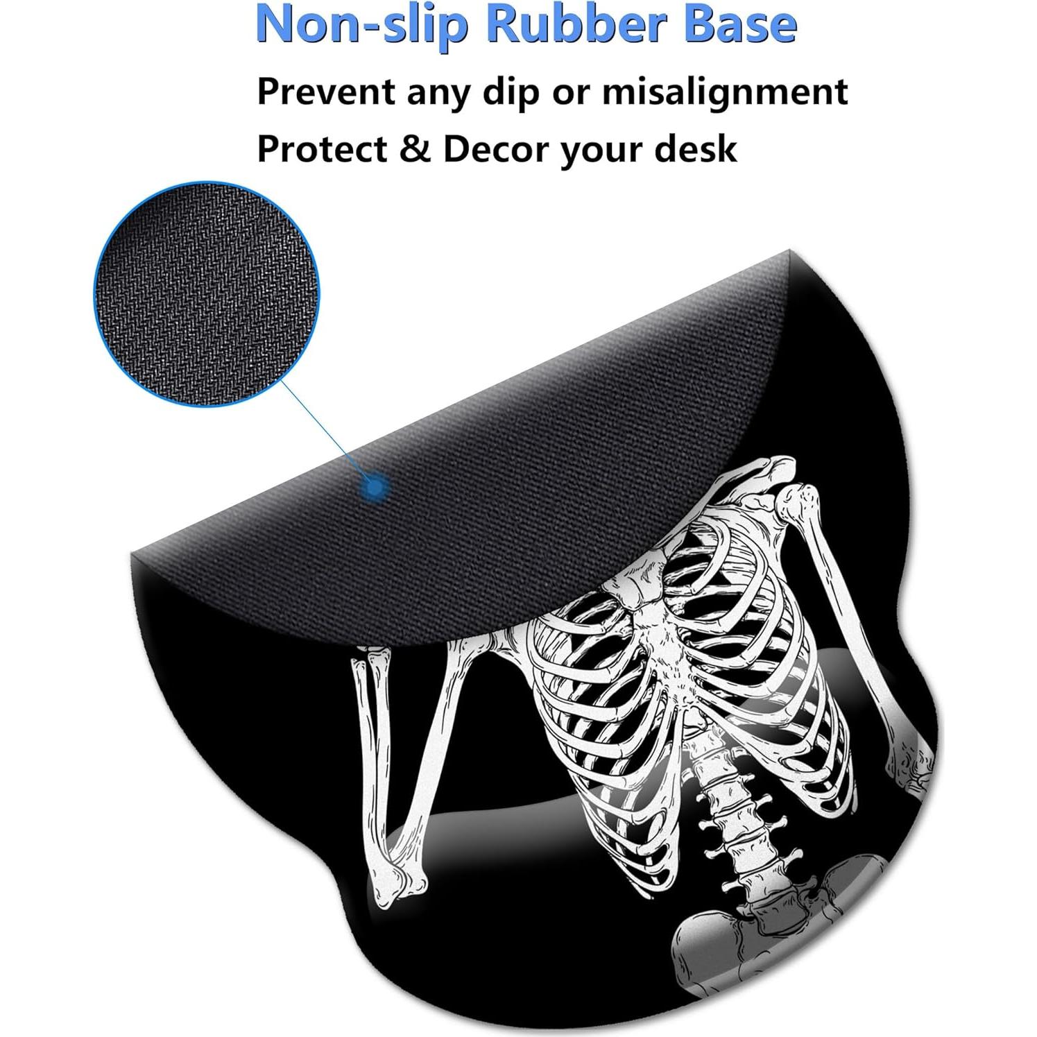 Alfombrilla de Ratón Ergonómica XSYXSN con Reposamuñecas Cráneo Negro