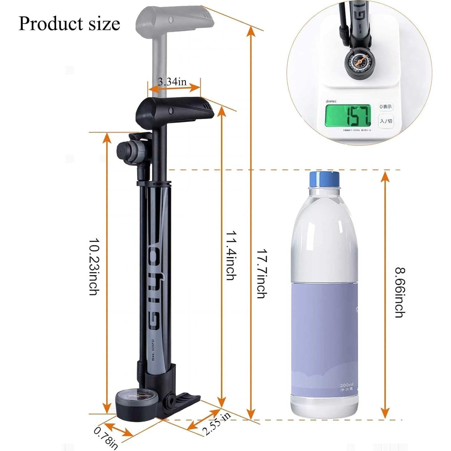 Mini Bomba de Bicicleta CXWXC con Manómetro 120 PSI - Portátil