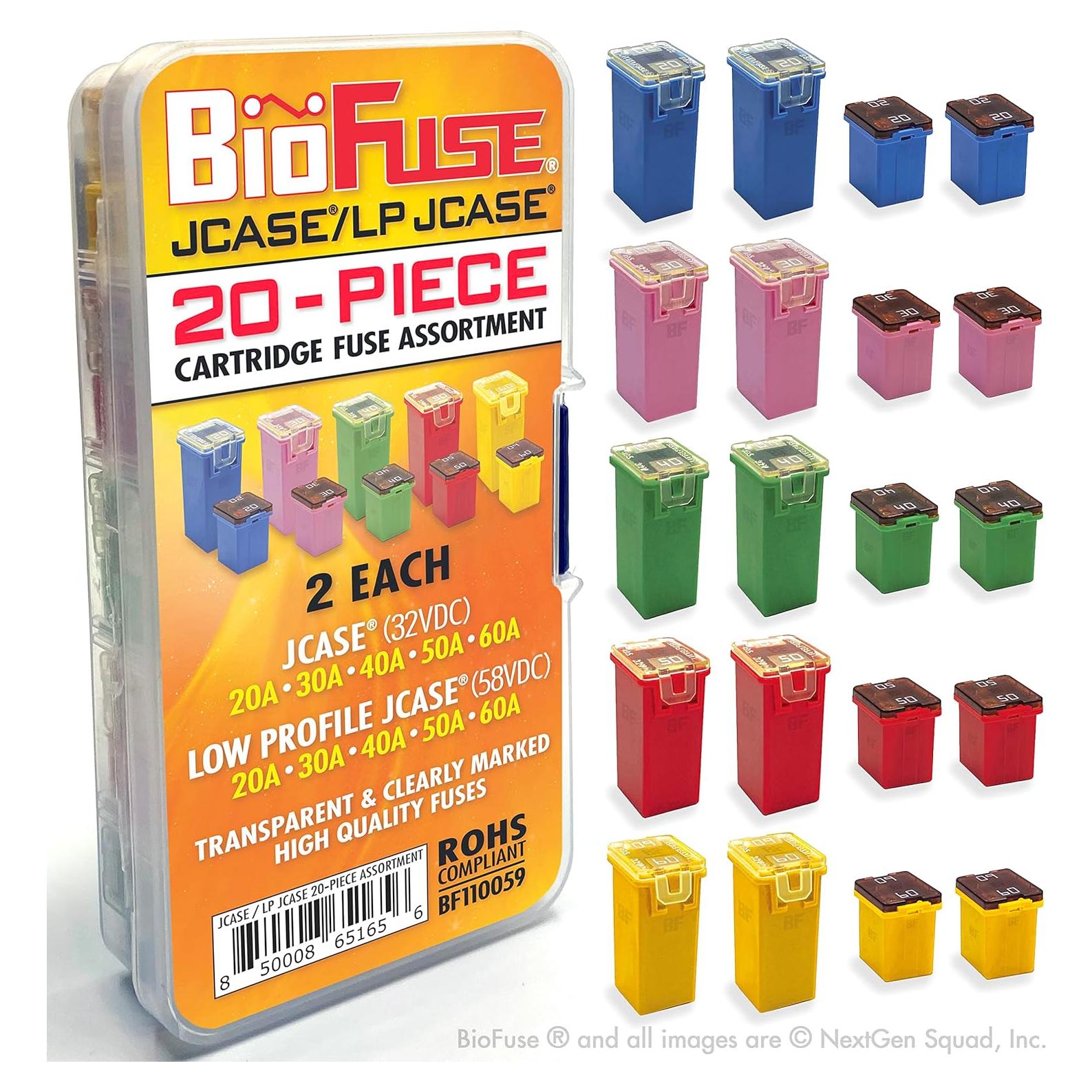 Juego de Fusibles JCASE y LP 20 Piezas 20A-60A BioFuse