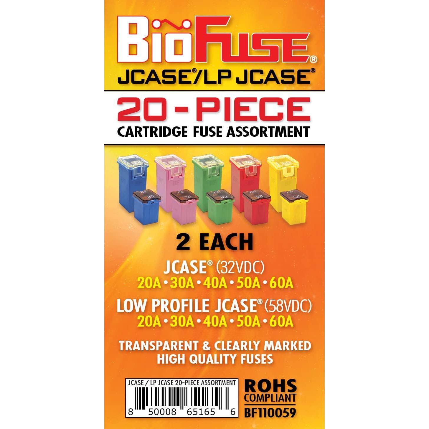 Juego de Fusibles JCASE y LP 20 Piezas 20A-60A BioFuse