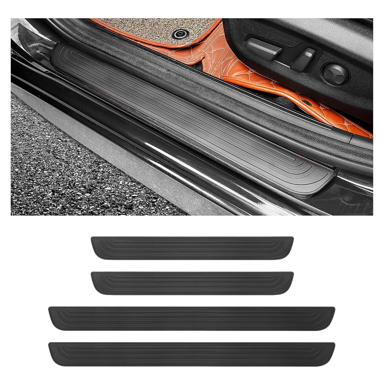 Protector de Umbral de Puerta de Coche Carleef 4PCS Negro 4cm