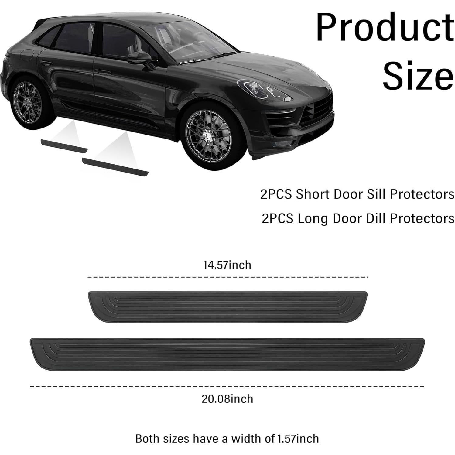 Protector de Umbral de Puerta de Coche Carleef 4PCS Negro 4cm