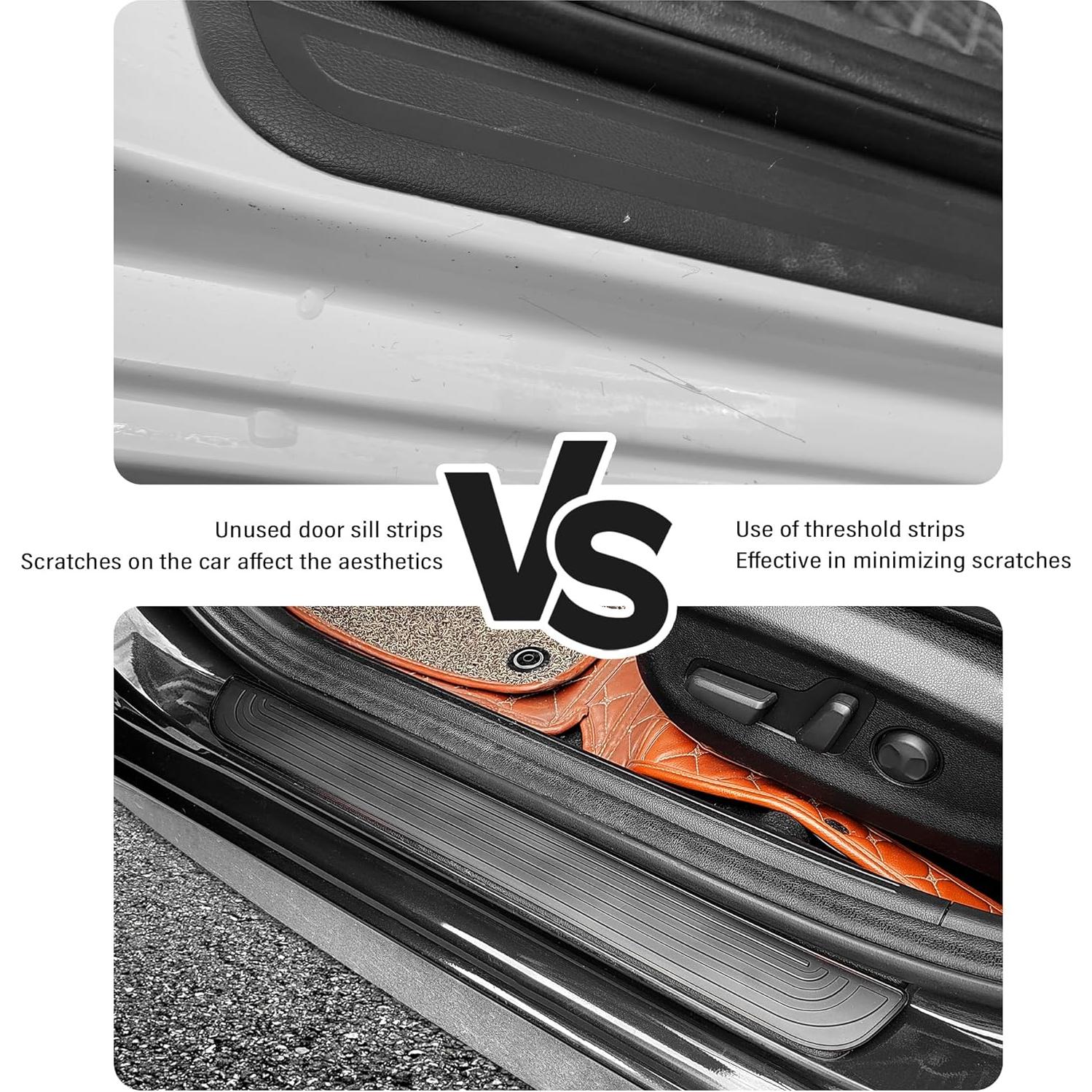 Protector de Umbral de Puerta de Coche Carleef 4PCS Negro 4cm
