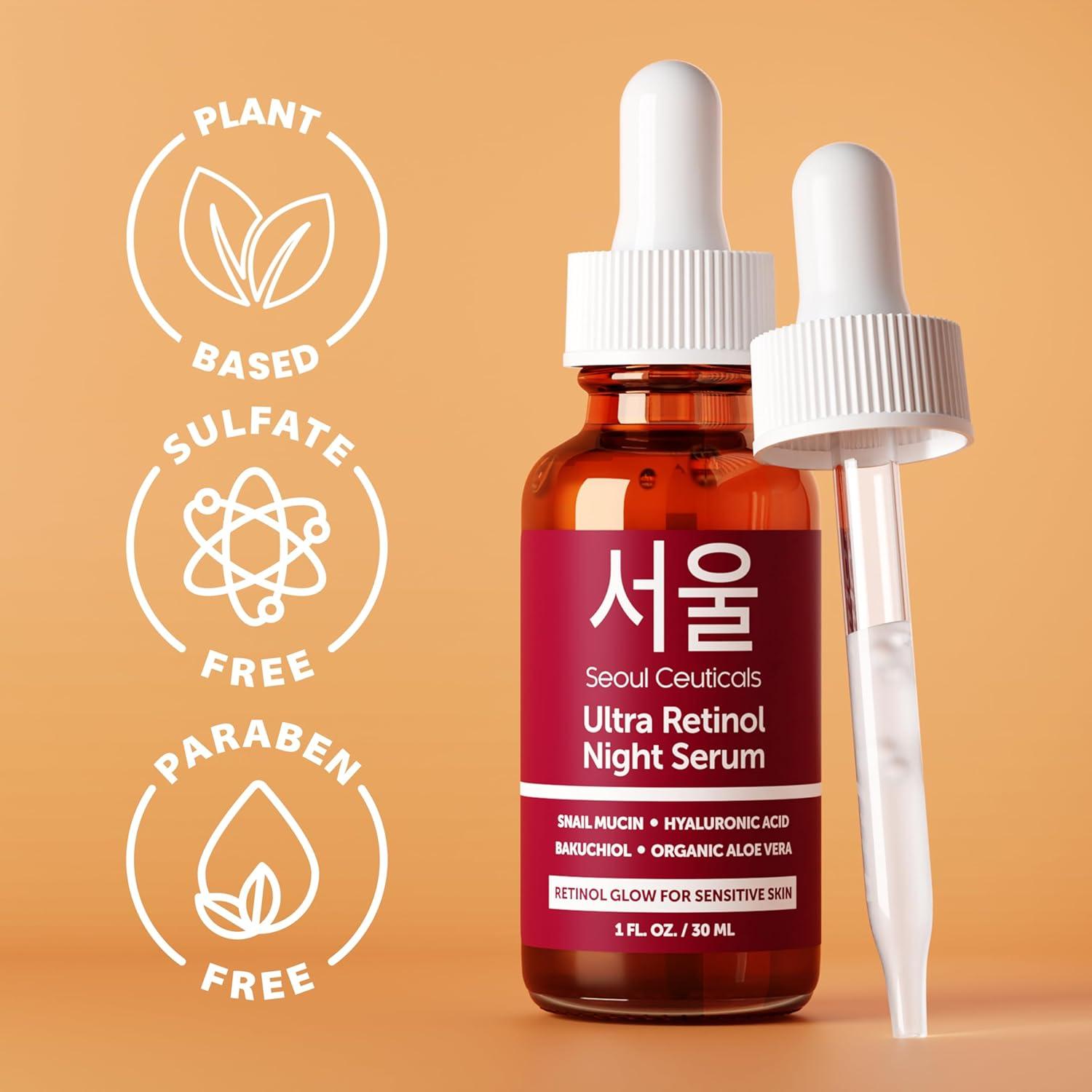 Suero Nocturno Retinol 1% SeoulCeuticals 97.5% Mucina