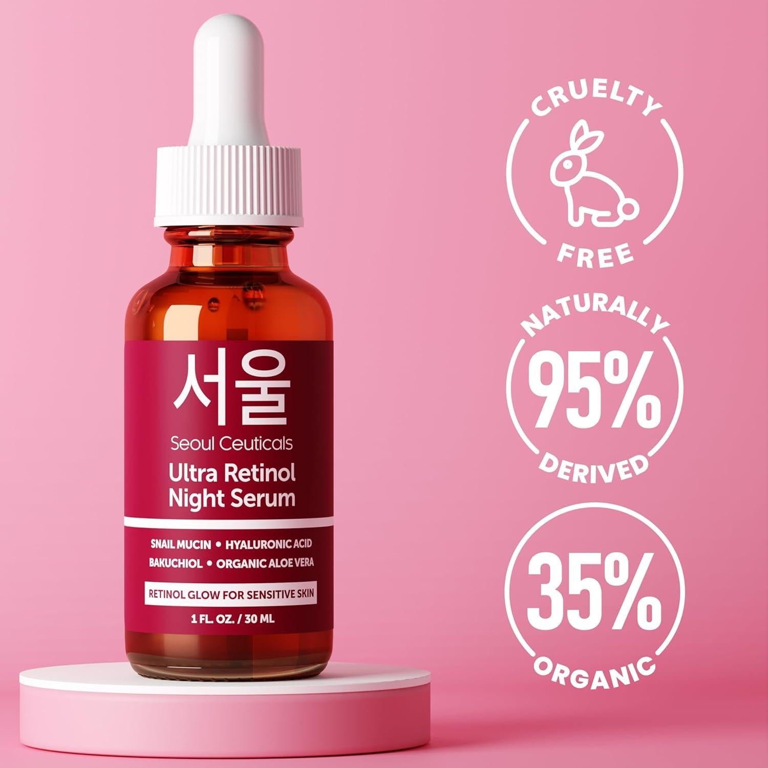 Suero Nocturno Retinol 1% SeoulCeuticals 97.5% Mucina