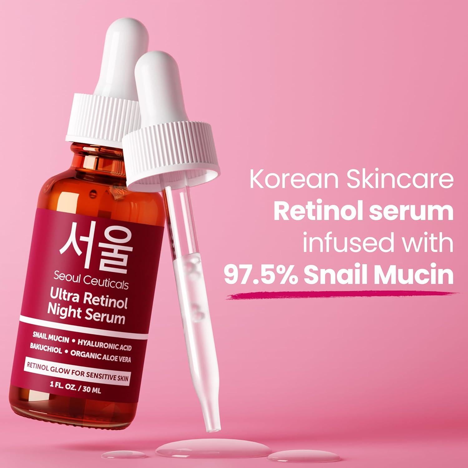 Suero Nocturno Retinol 1% SeoulCeuticals 97.5% Mucina