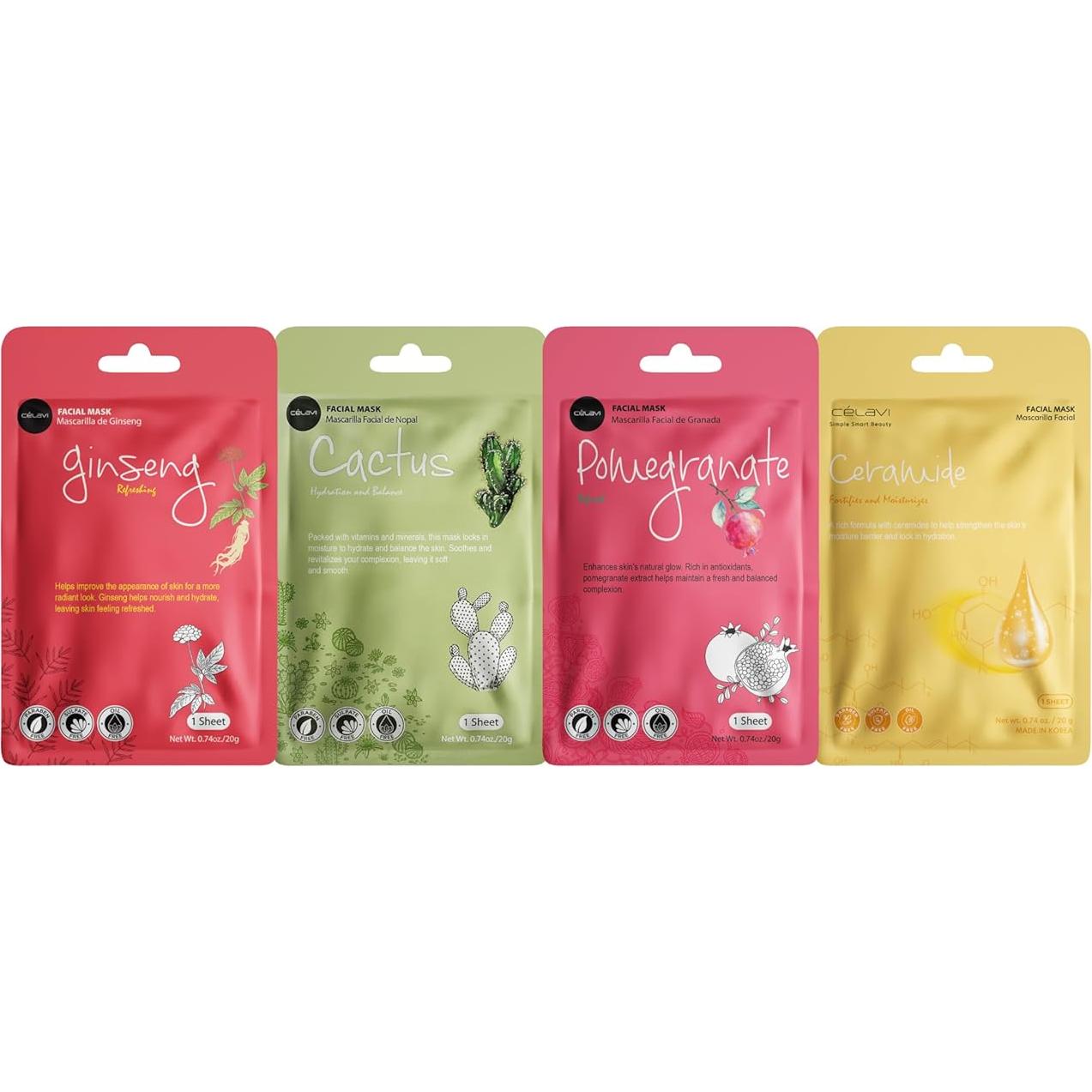 Mascarilla Facial K-Beauty Celavi Set 12 Esencias Hidratantes