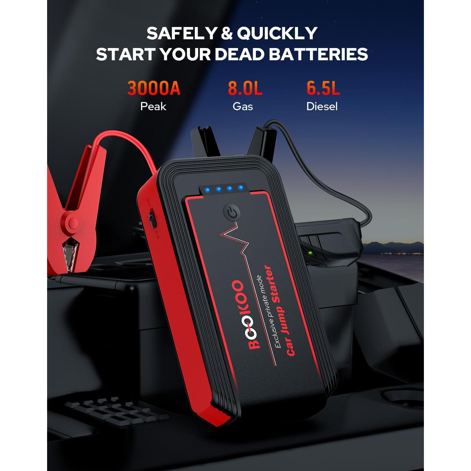 Arrancador de Batería 3000A BOOKOO H9 Portátil 12V