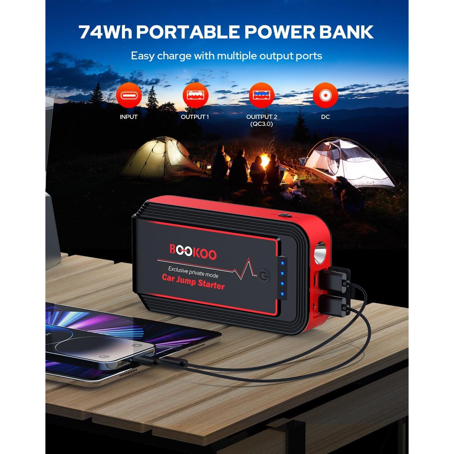 Arrancador de Batería 3000A BOOKOO H9 Portátil 12V