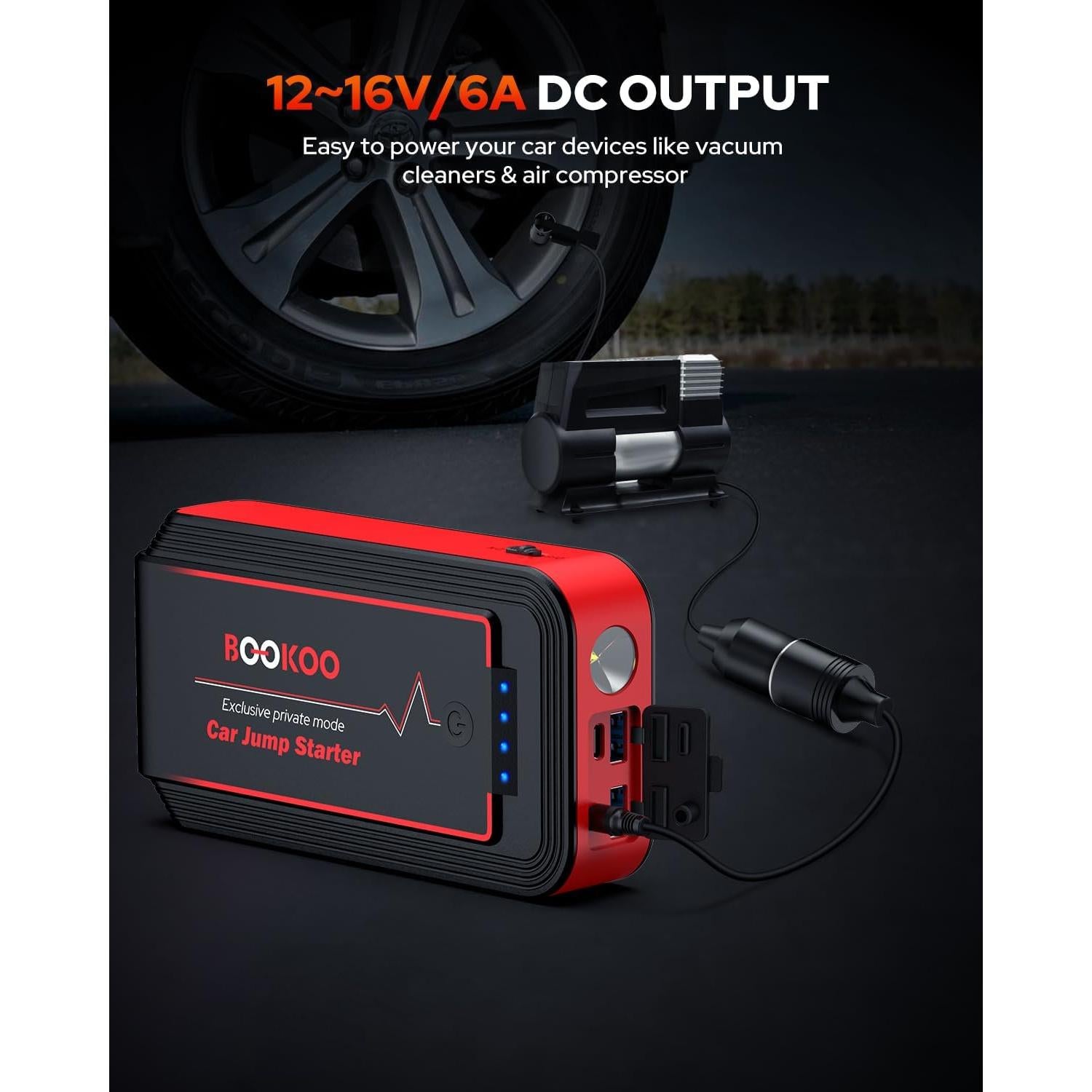 Arrancador de Batería 3000A BOOKOO H9 Portátil 12V