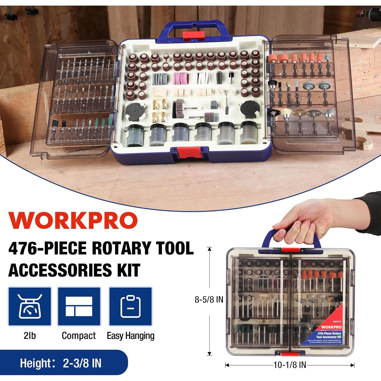 Kit de Accesorios Rotativos WORKPRO 476 Piezas - Versátil