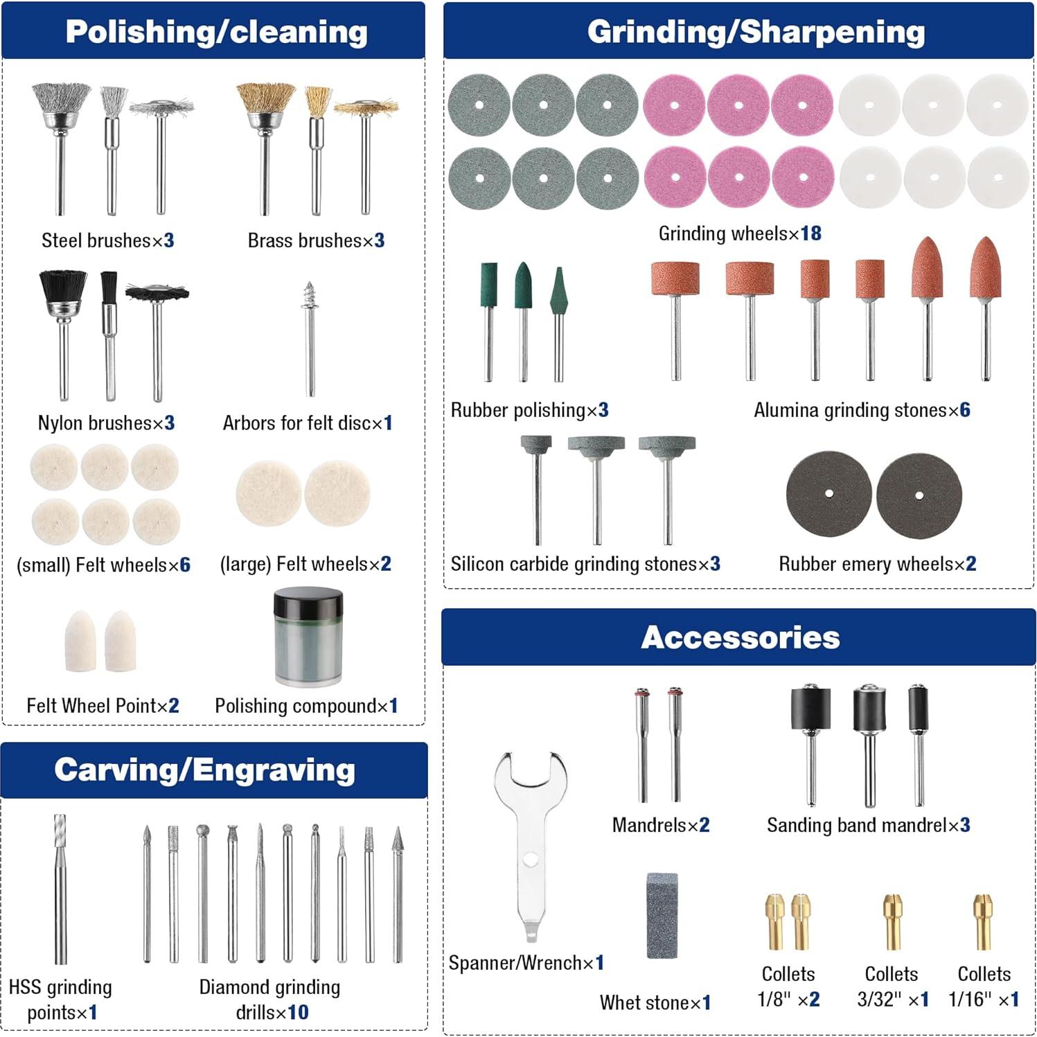 Kit de Accesorios Rotativos WORKPRO 476 Piezas - Versátil