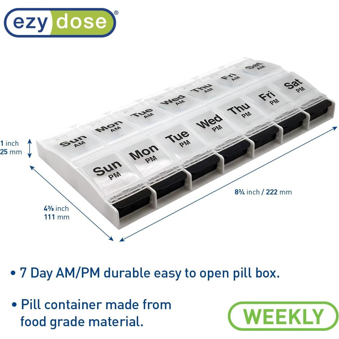 EZY DOSE Planificador de Pastillas Semanal 7 Días AM/PM