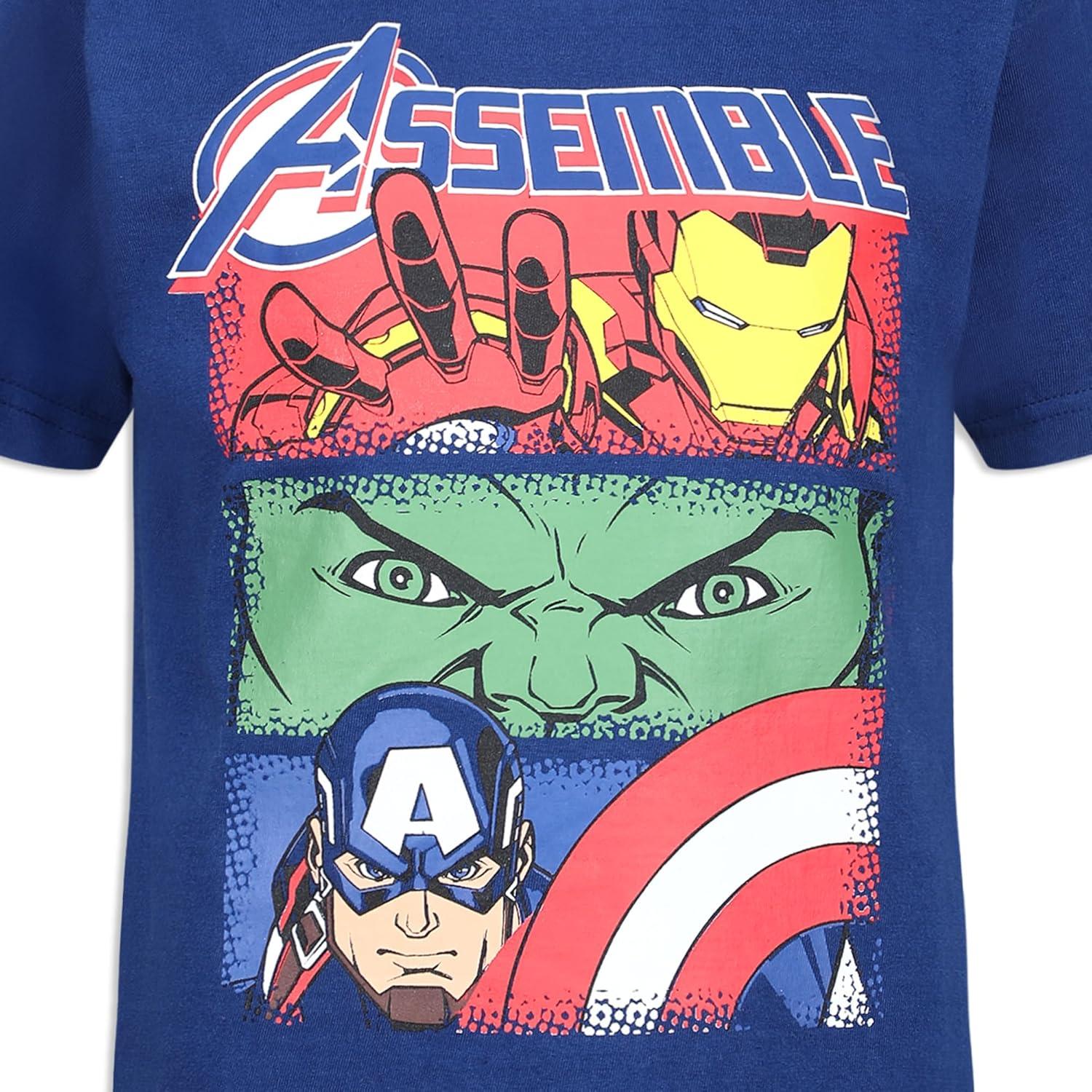 Camisetas de Manga Corta Marvel Vengadores 4 Paquetes Niños