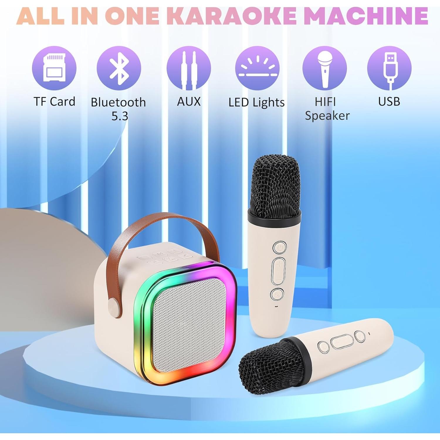 Altavoz Karaoke Bluetooth Portátil con Micrófono y LED