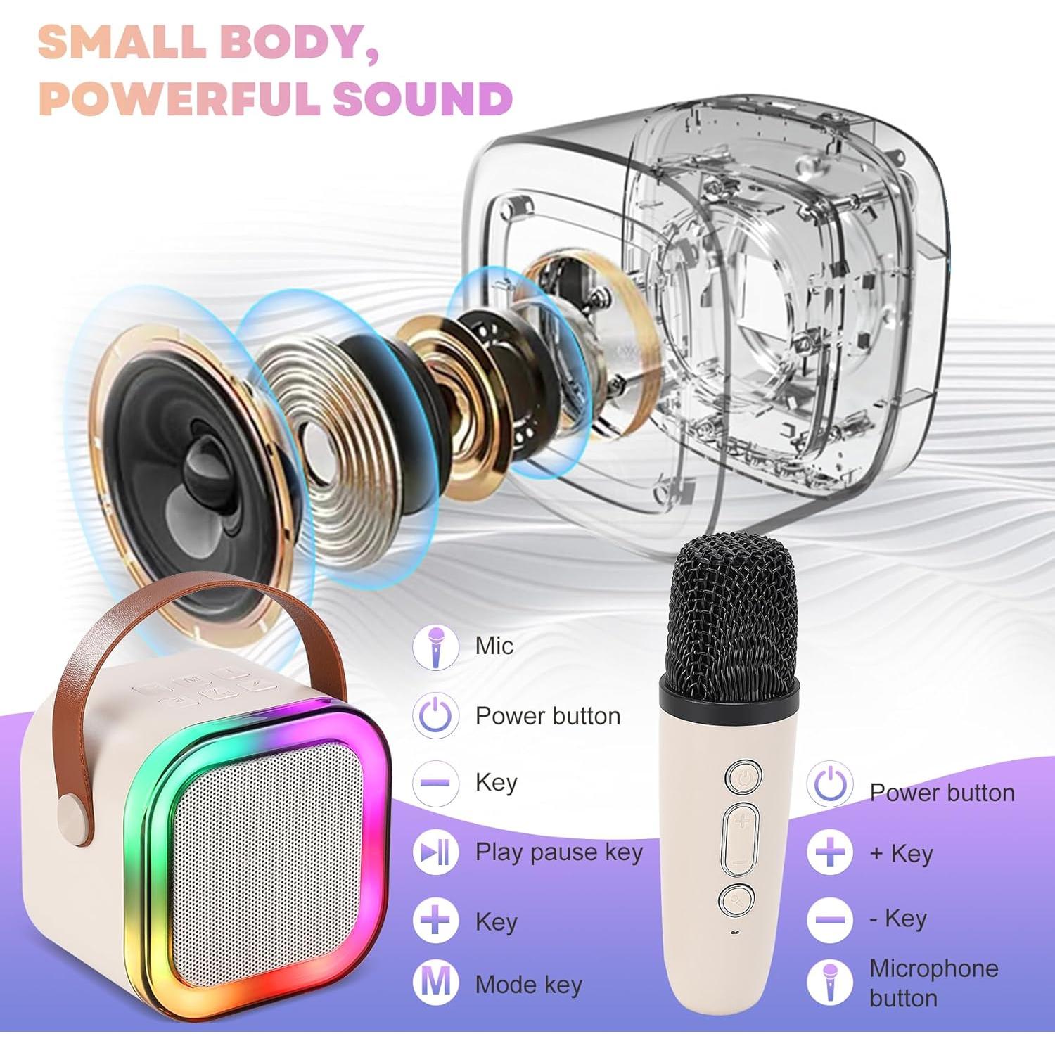 Altavoz Karaoke Bluetooth Portátil con Micrófono y LED
