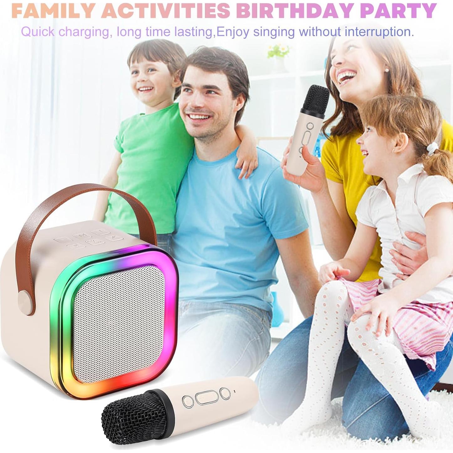 Altavoz Karaoke Bluetooth Portátil con Micrófono y LED