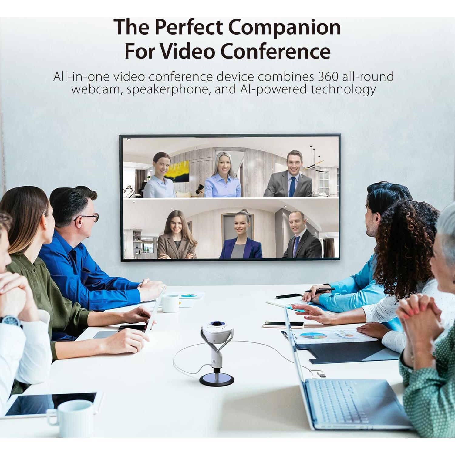 Cámara de Videoconferencia j5create JVU368 360° con IA