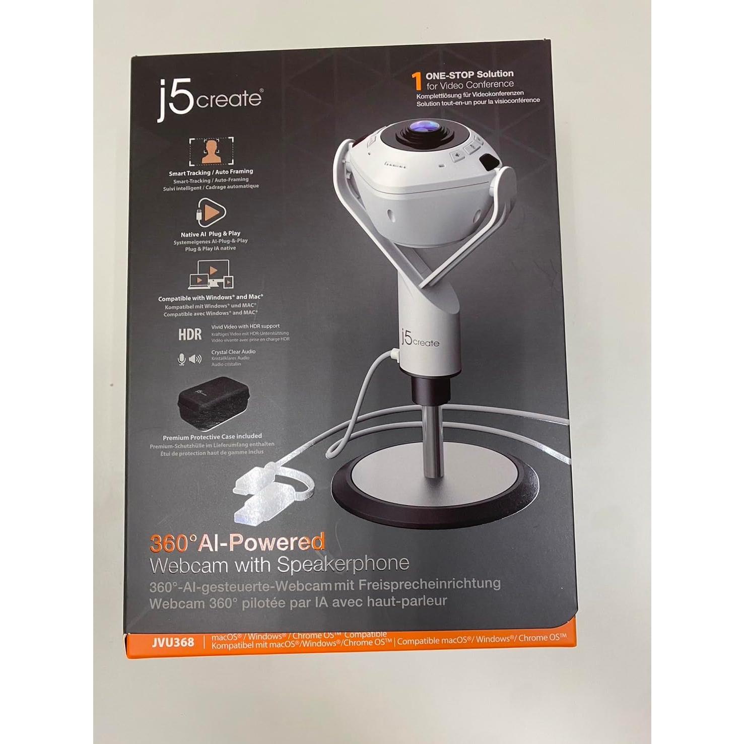 Cámara de Videoconferencia j5create JVU368 360° con IA