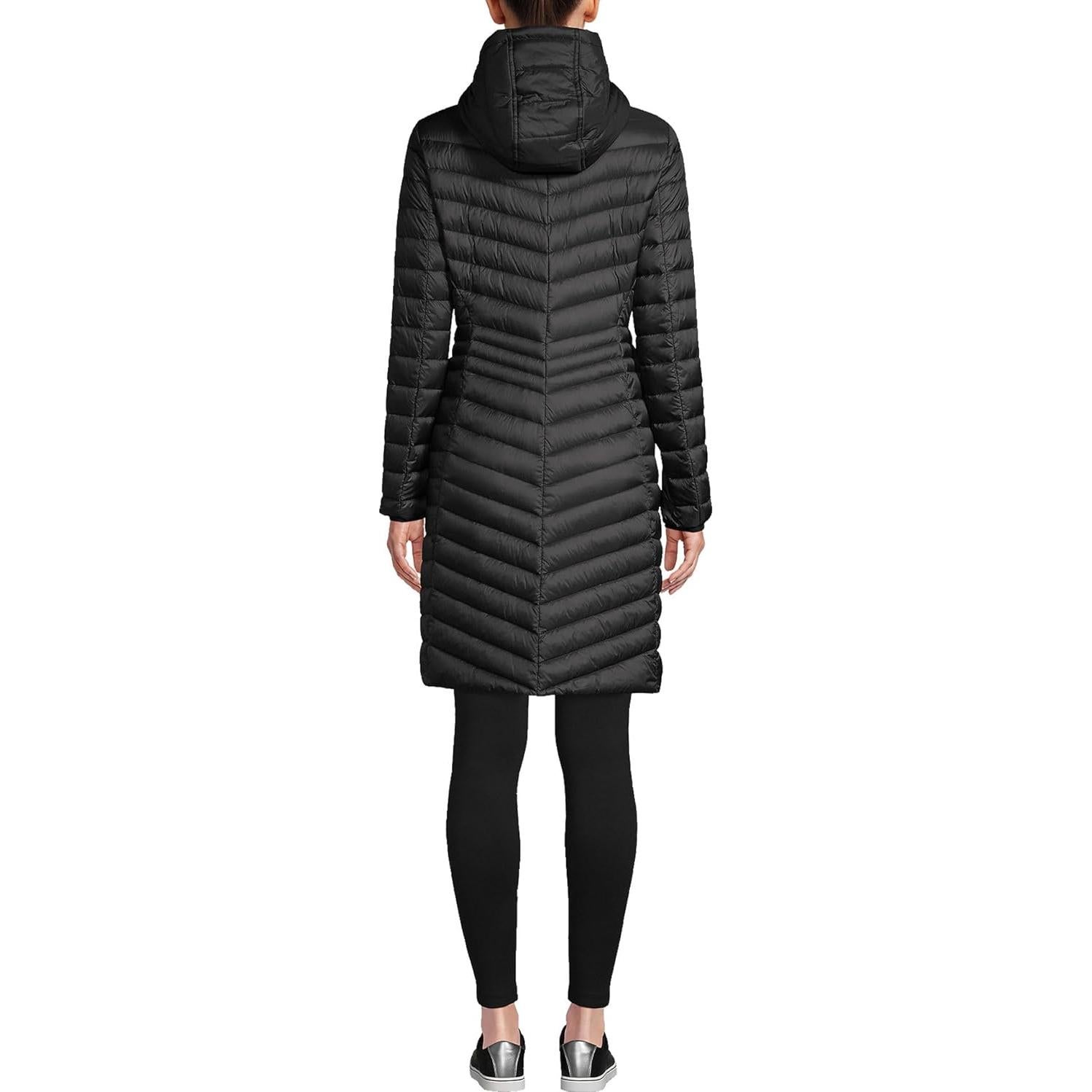 Abrigo Largo Ultraligero Lands' End para Mujeres - Negro