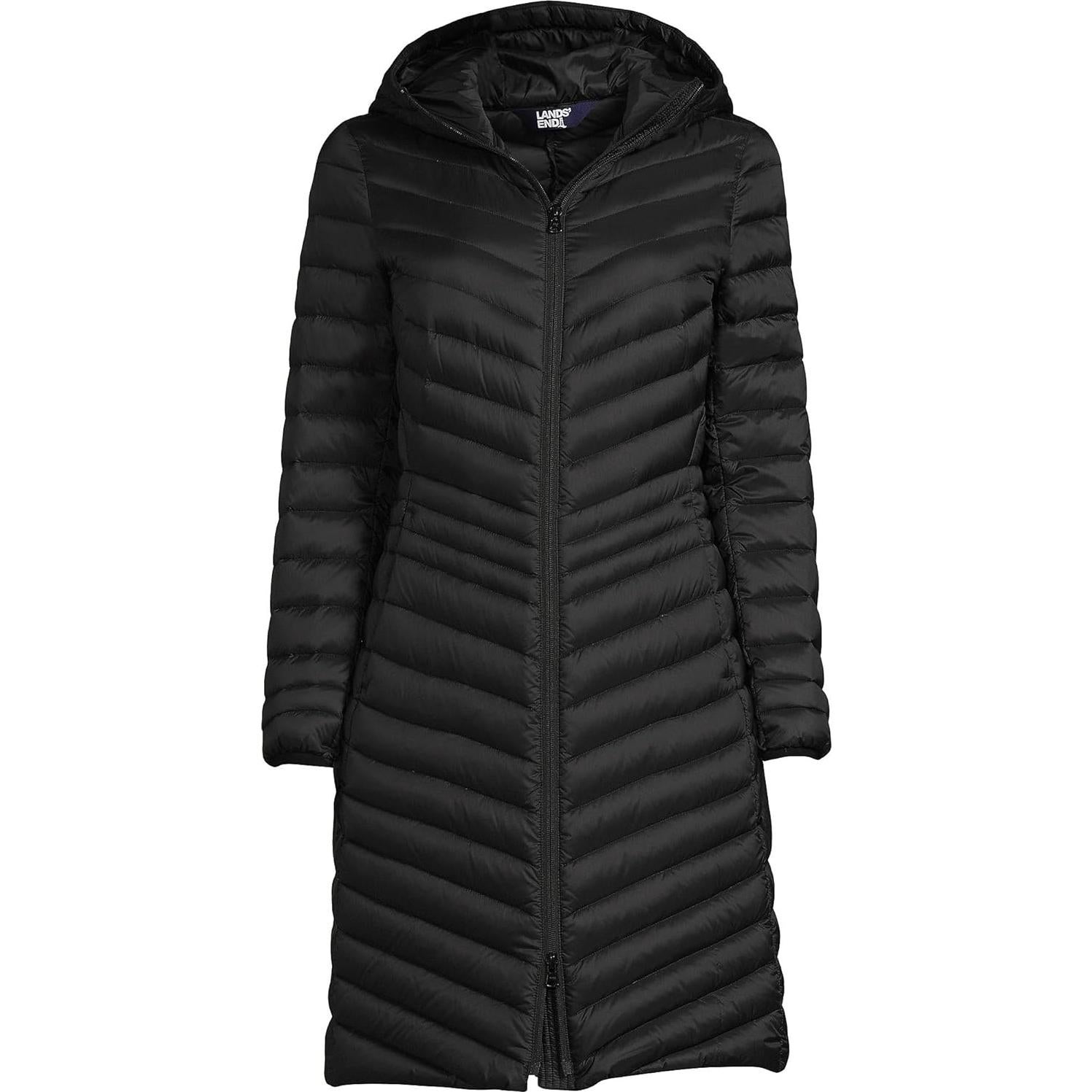 Abrigo Largo Ultraligero Lands' End para Mujeres - Negro