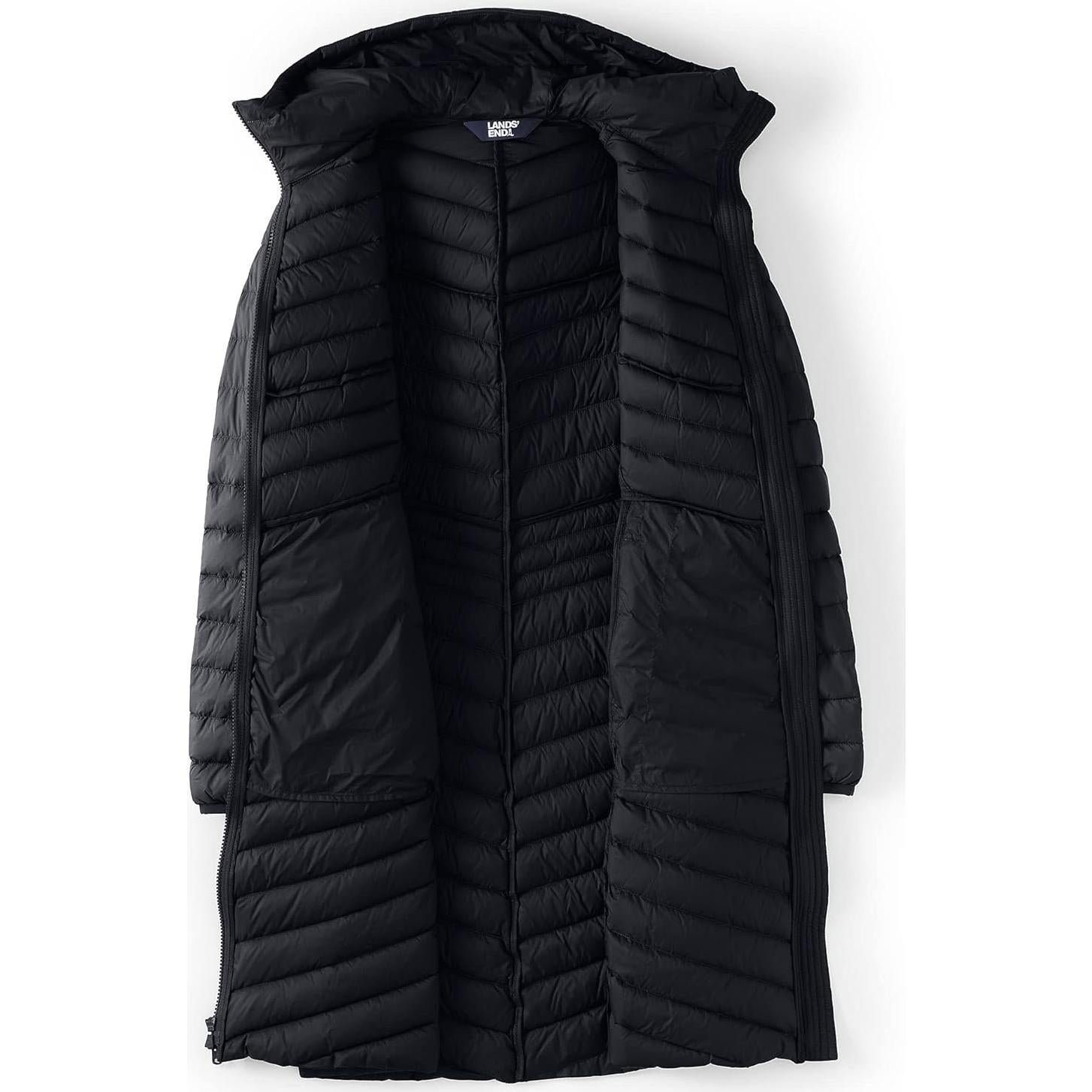 Abrigo Largo Ultraligero Lands' End para Mujeres - Negro