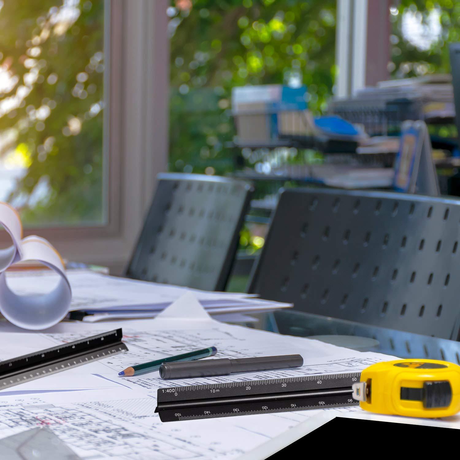 Juego de Reglas Triangulares de Aluminio 30 cm Leinuosen