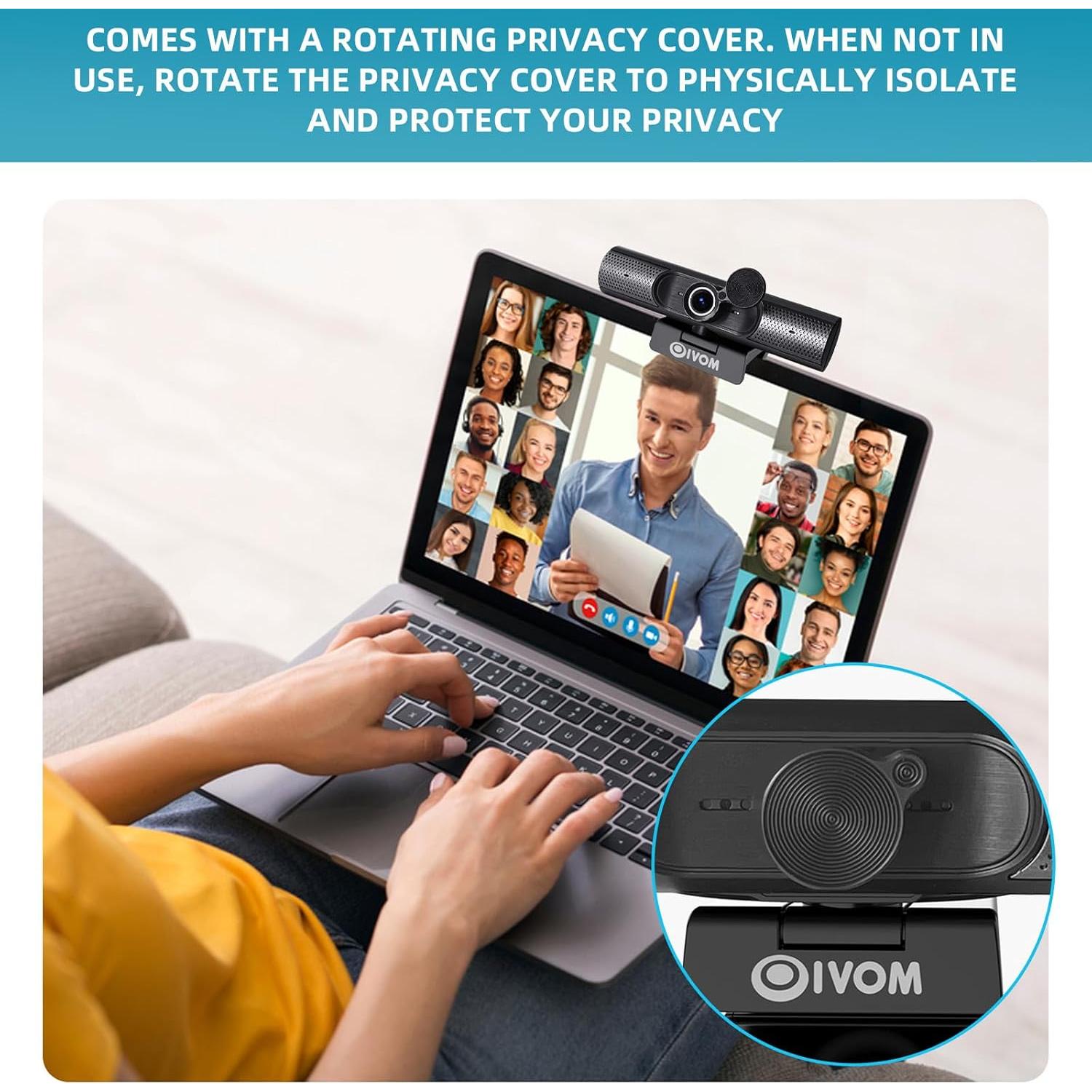 Cámara Web Oivom 1080P con Micrófono y Altavoz 3 en 1