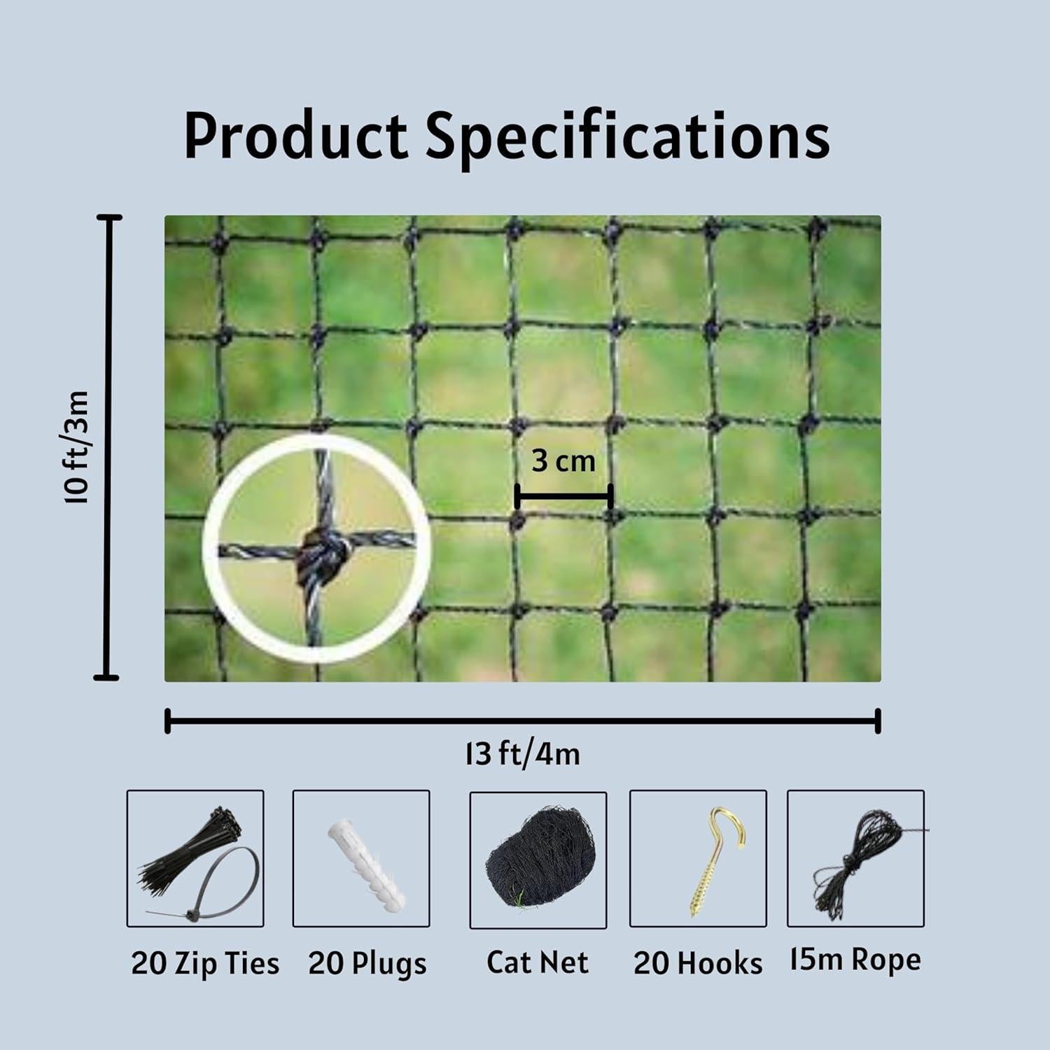 Red de Seguridad para Gatos HOMYPOWER 3.05x3.96 m Reforzada