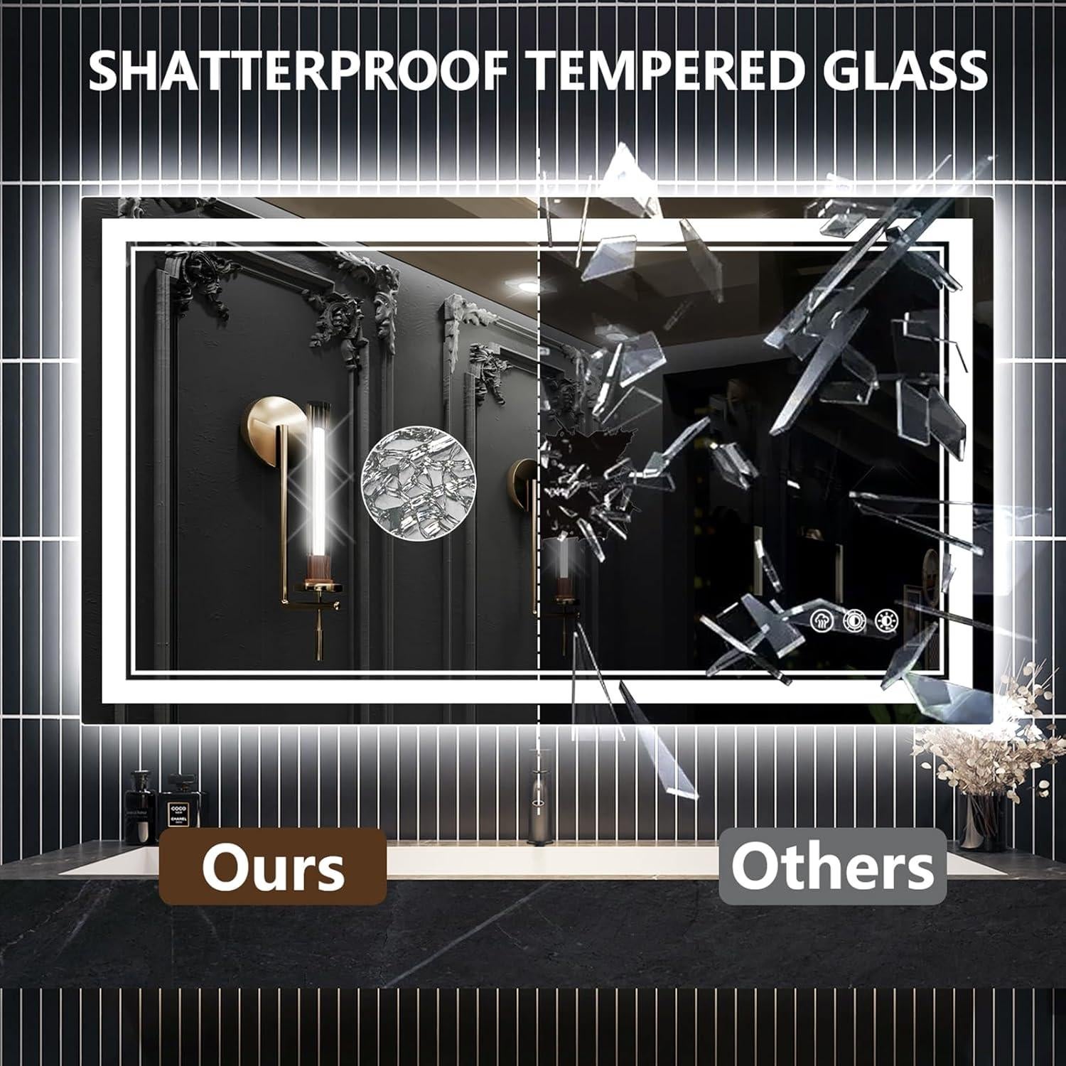 Espejo de Baño LED BVMDPW 101.6x61 cm Rectangular Anti-vaho