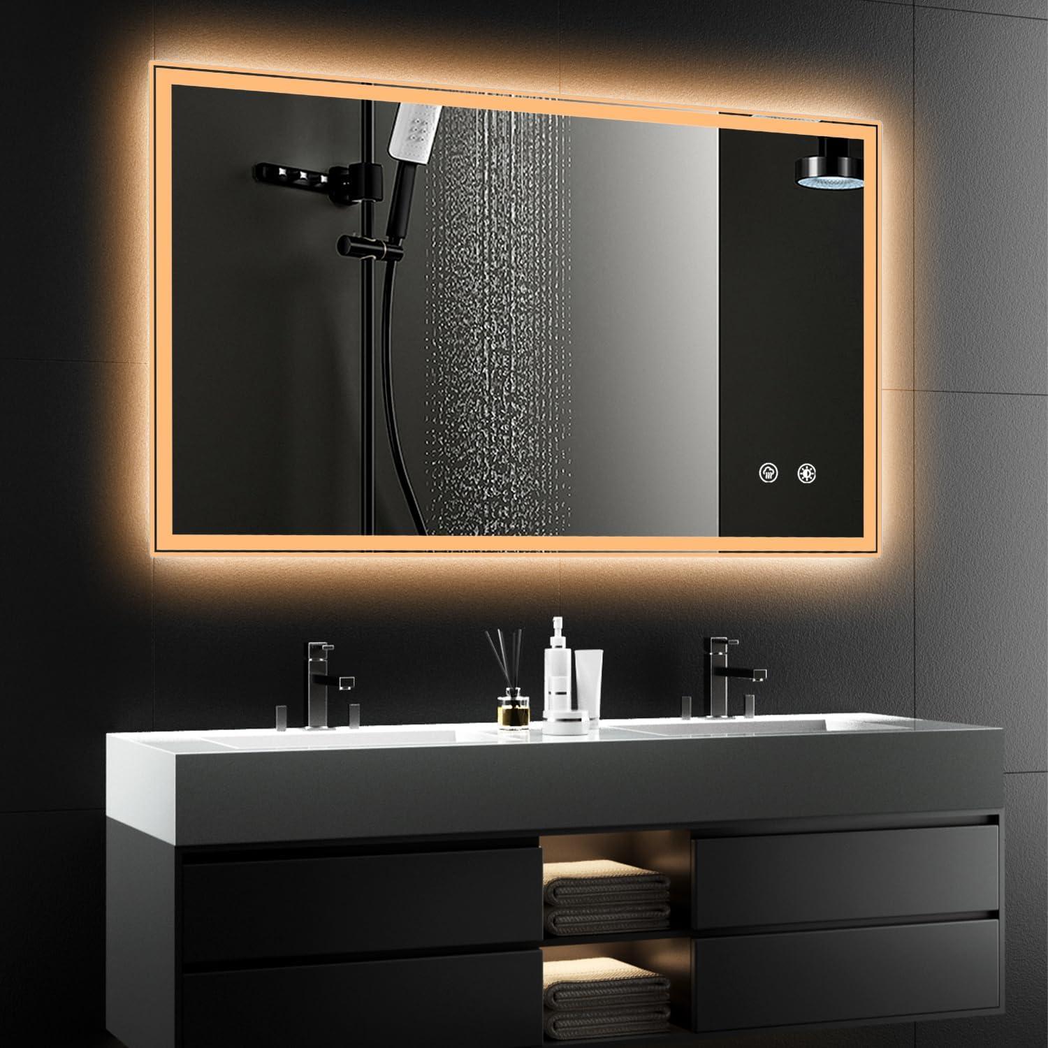 Espejo de Baño LED BVMDPW 101.6x61 cm Rectangular Anti-vaho