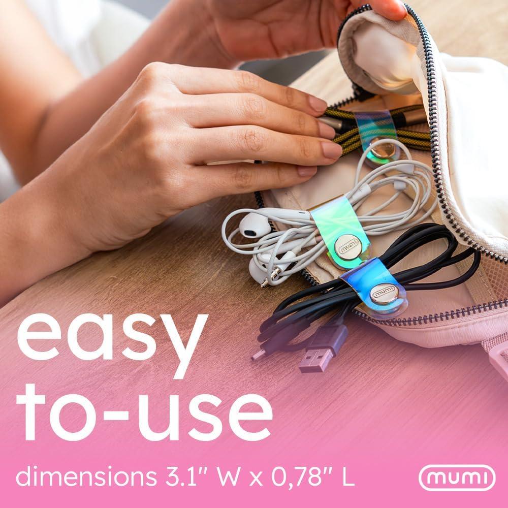 Organizador de Cables Holográfico MUMI - Set de 3 Correas 7.87 cm