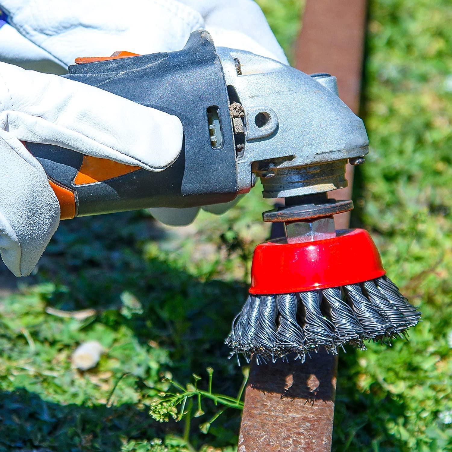 Paquete de 3 cepillos de alambre WENORA 4" para amoladora