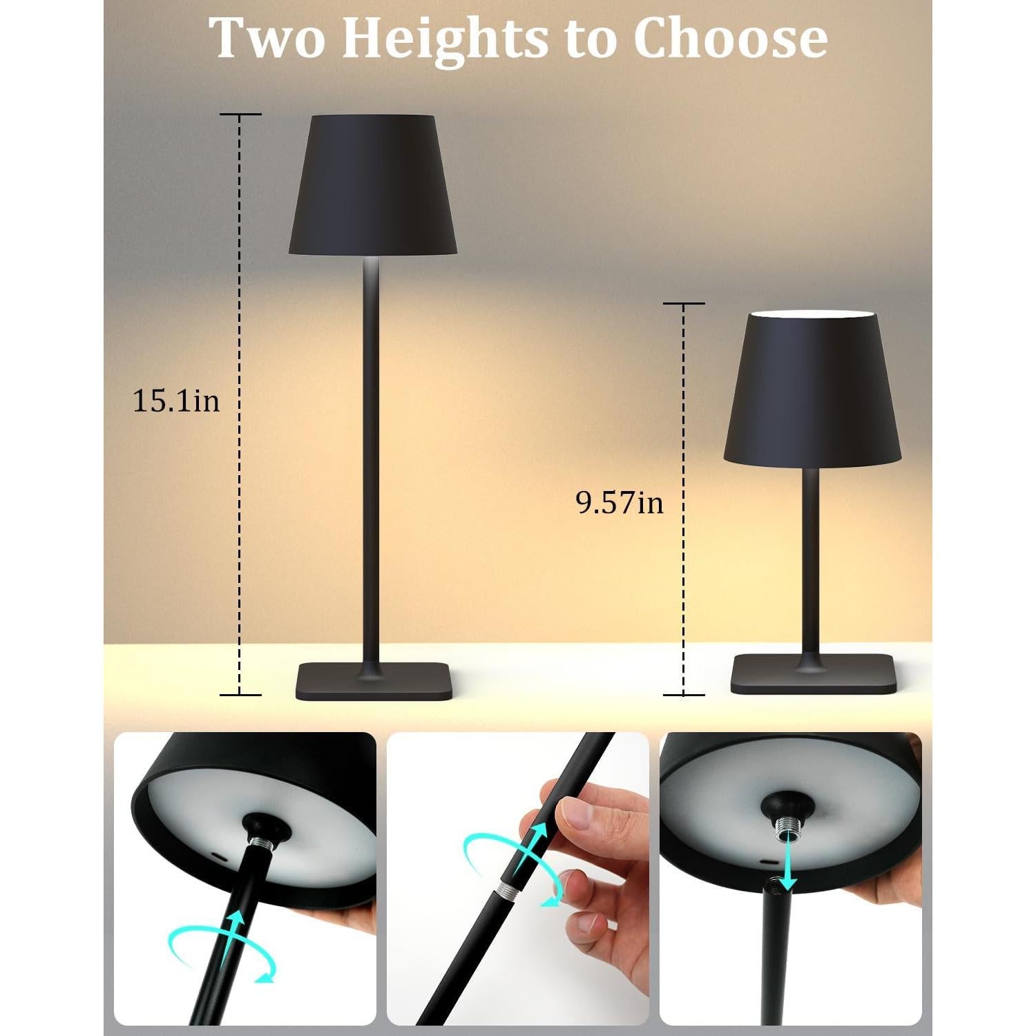 Lámpara de Mesa Inalámbrica Recargable Fizrice - 6000mAh, 2 Piezas