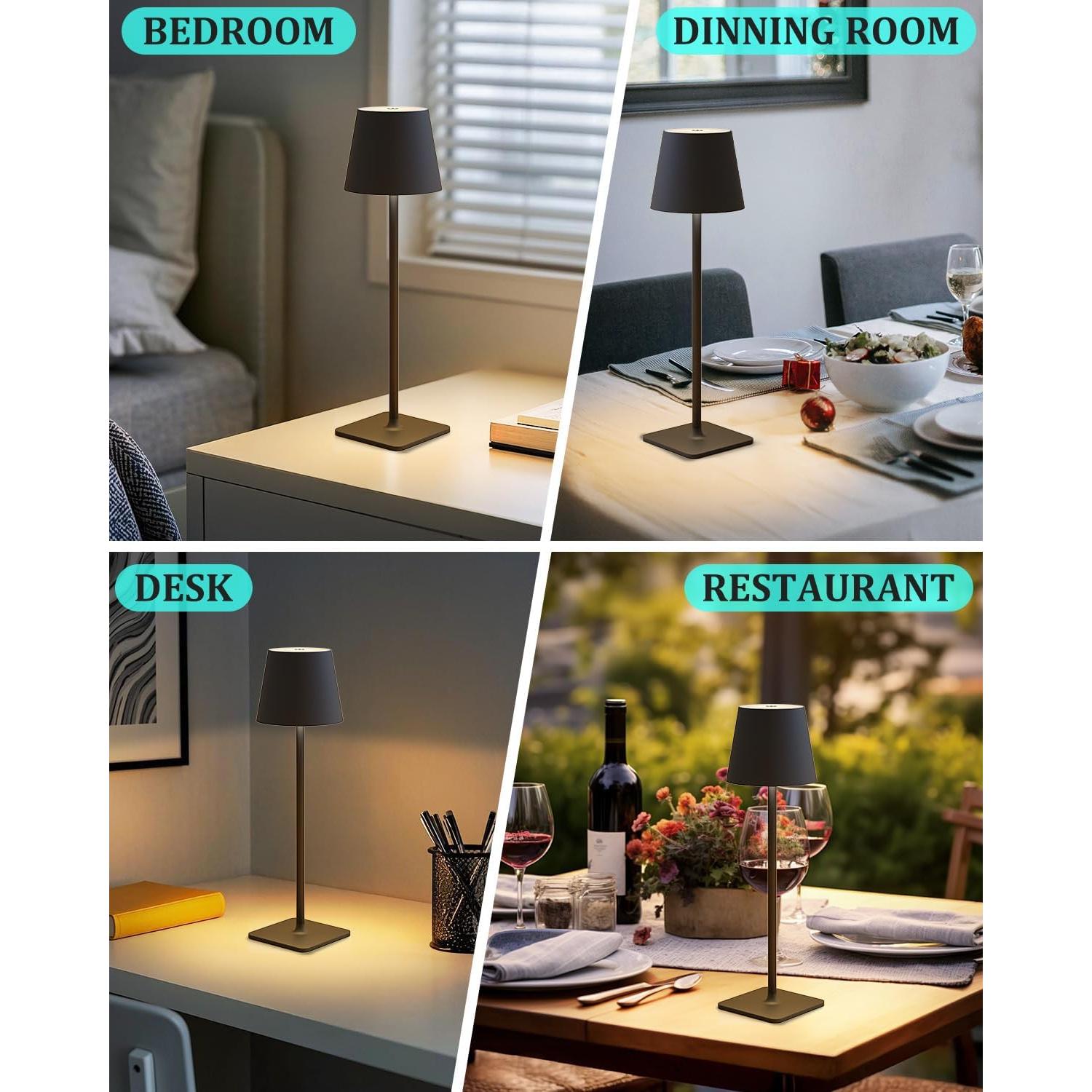 Lámpara de Mesa Inalámbrica Recargable Fizrice - 6000mAh, 2 Piezas