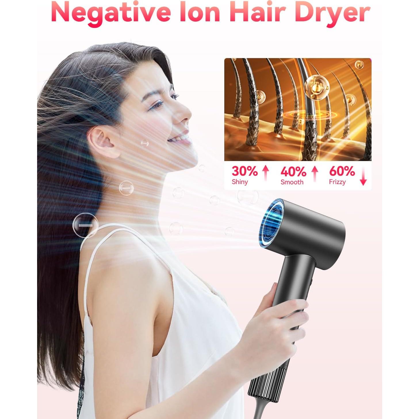 Secador de Pelo Nandme 1600W Iónico Gris - 4 Temperaturas