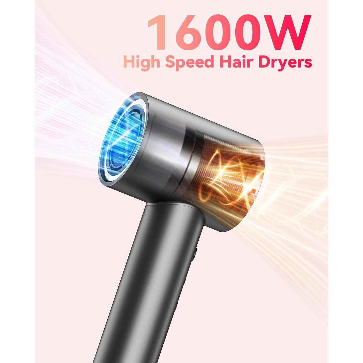 Secador de Pelo Nandme 1600W Iónico Gris - 4 Temperaturas