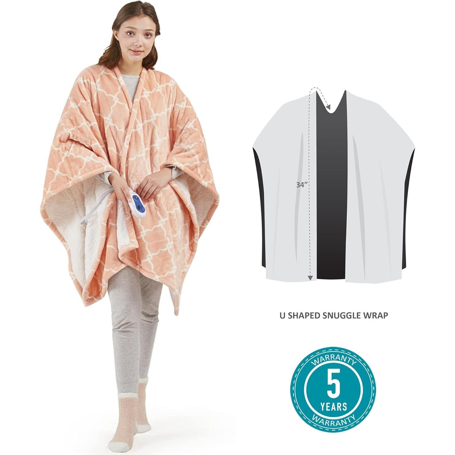 Manta eléctrica Comfort Spaces 127x163 cm Ogee Blush reversible